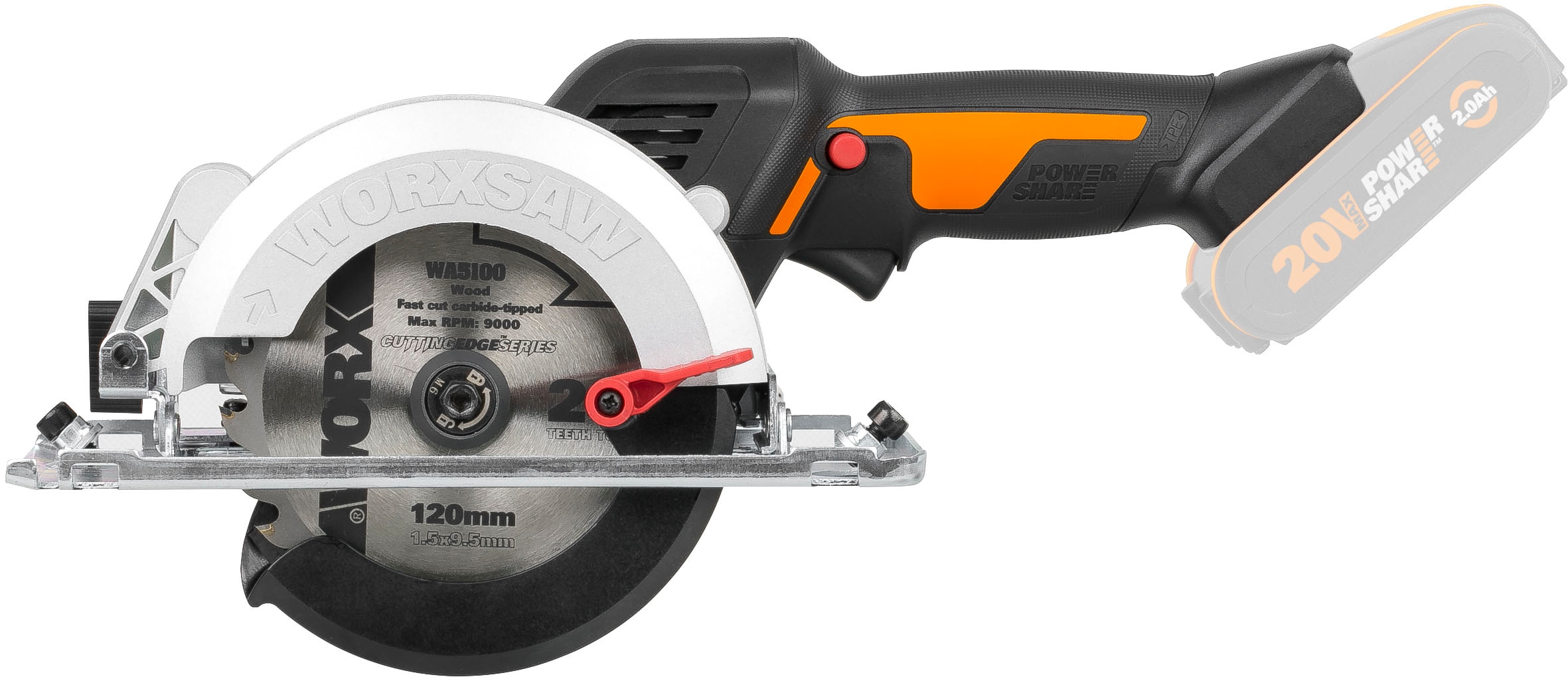 Worx Akku-Handkreissäge »WX531.9 NITRO«, für präzise Schnitte in Holz, Metall, PVC uvm., ohne Akku & Ladegerät