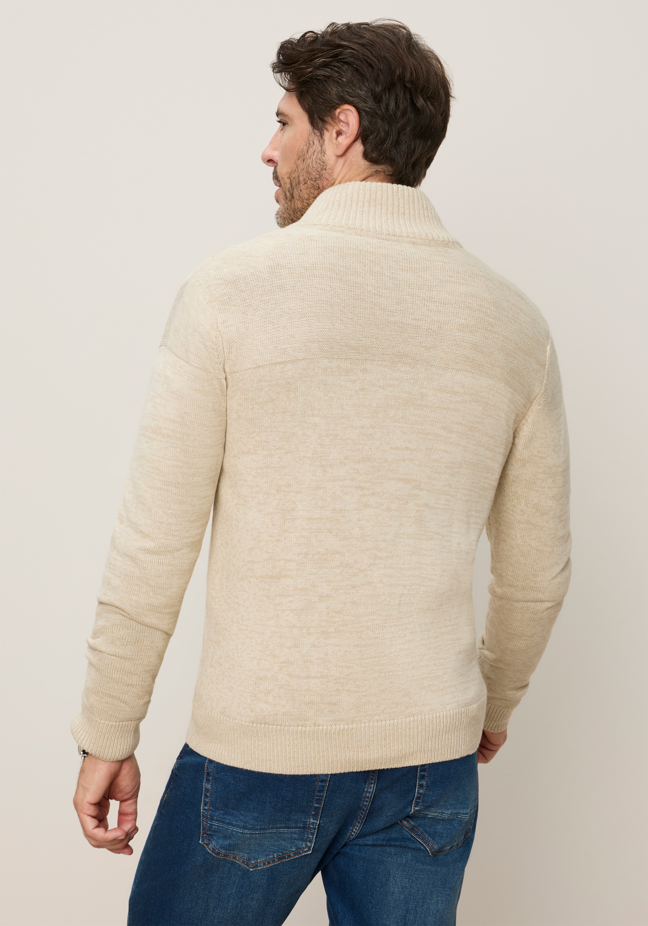Man's World Strickjacke »Neue Kollektion! Highlight 2 Strickstrukturen« Regular Fit, mit melierter Optik, mit Stehkragen
