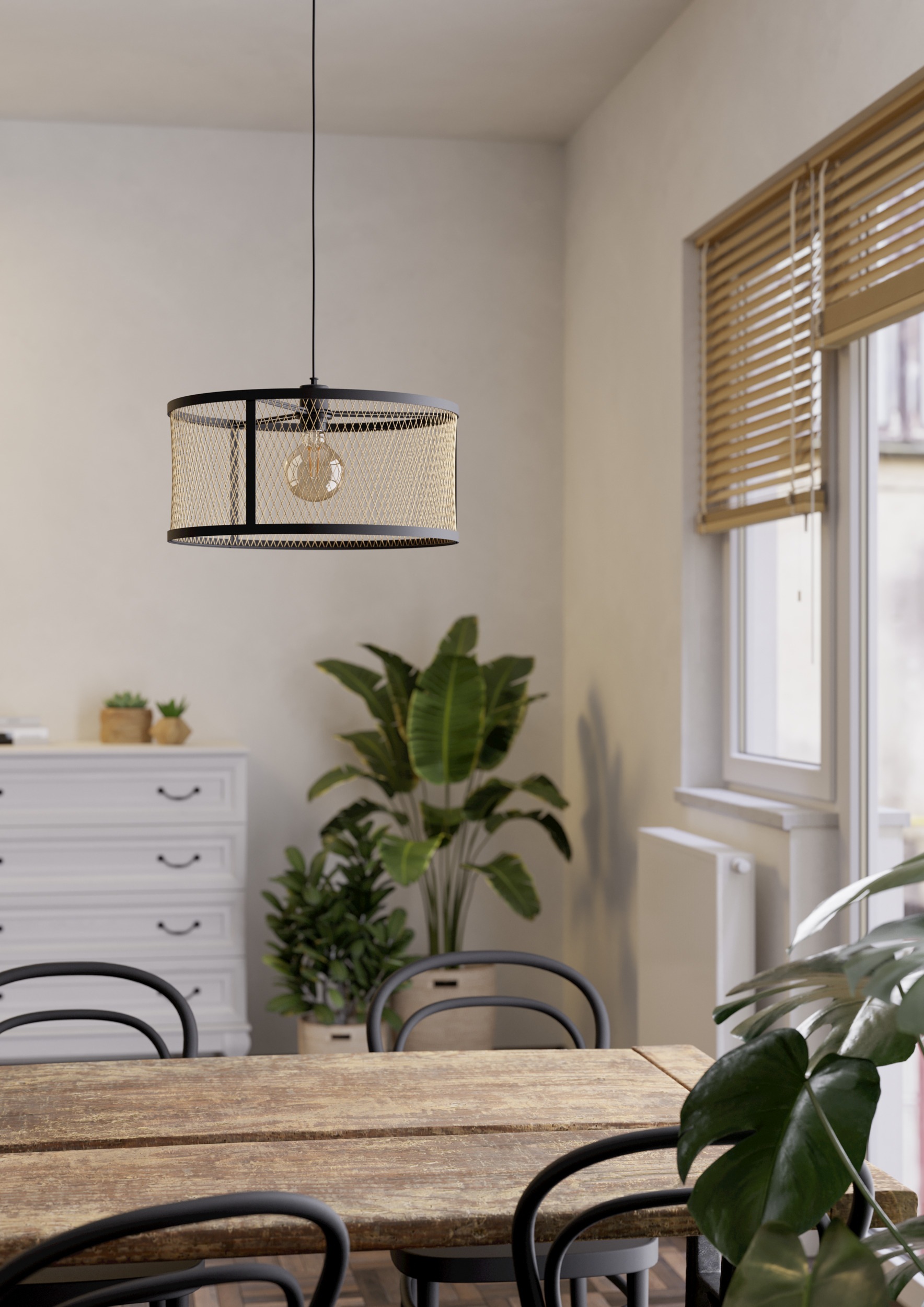 EGLO Hängeleuchte »DELLOW Pendellampe - Stahl - E27 - 1X40W - IP20« E27 1 Stk. Hängelampe, Deckenlampe, Wohnzimmer, Esszimmer, H110 x Ø45 cm