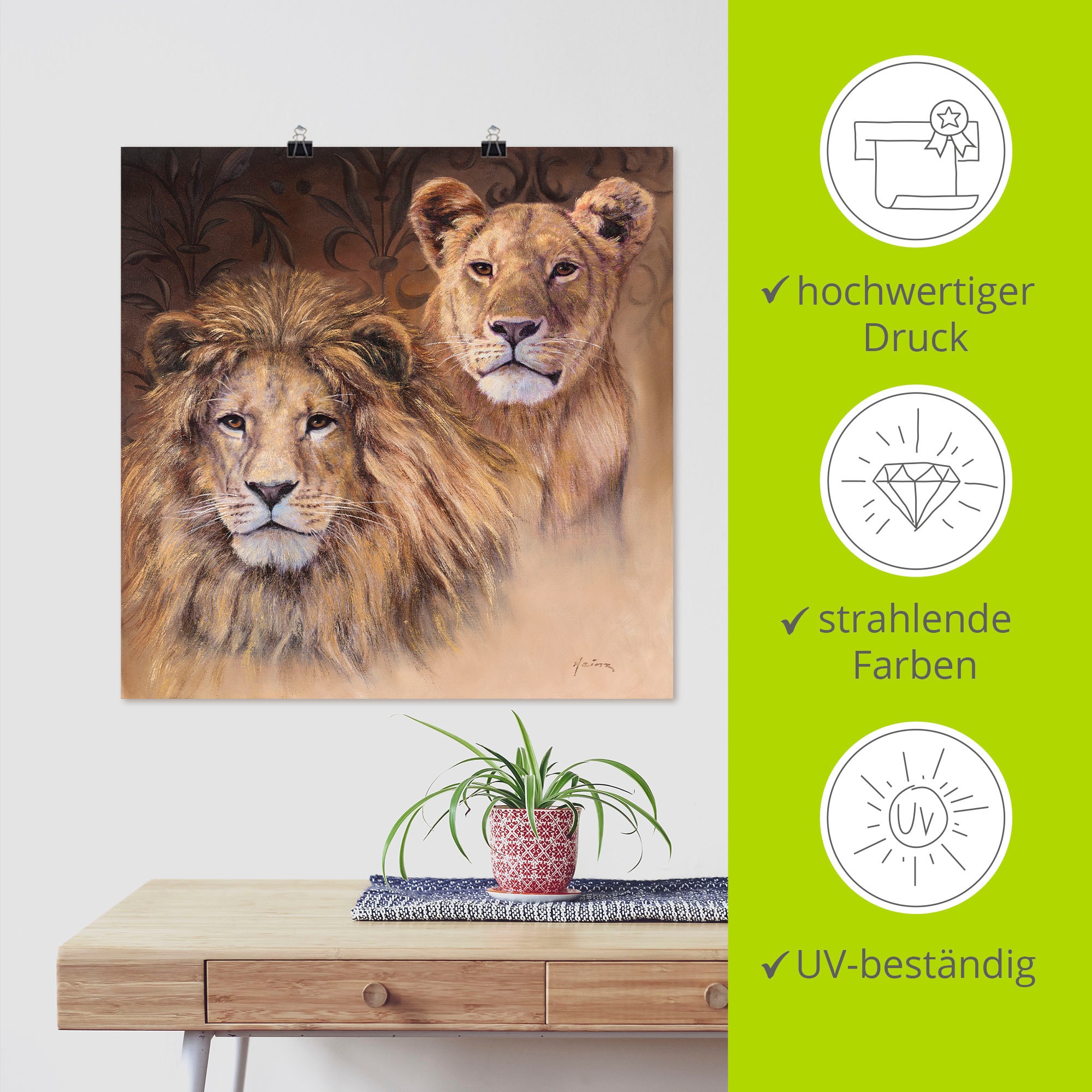 Artland Wandbild »Löwen«, Wildtiere, (1 St.), als Alubild, Outdoorbild, Leinwandbild, Poster, Wandaufkleber