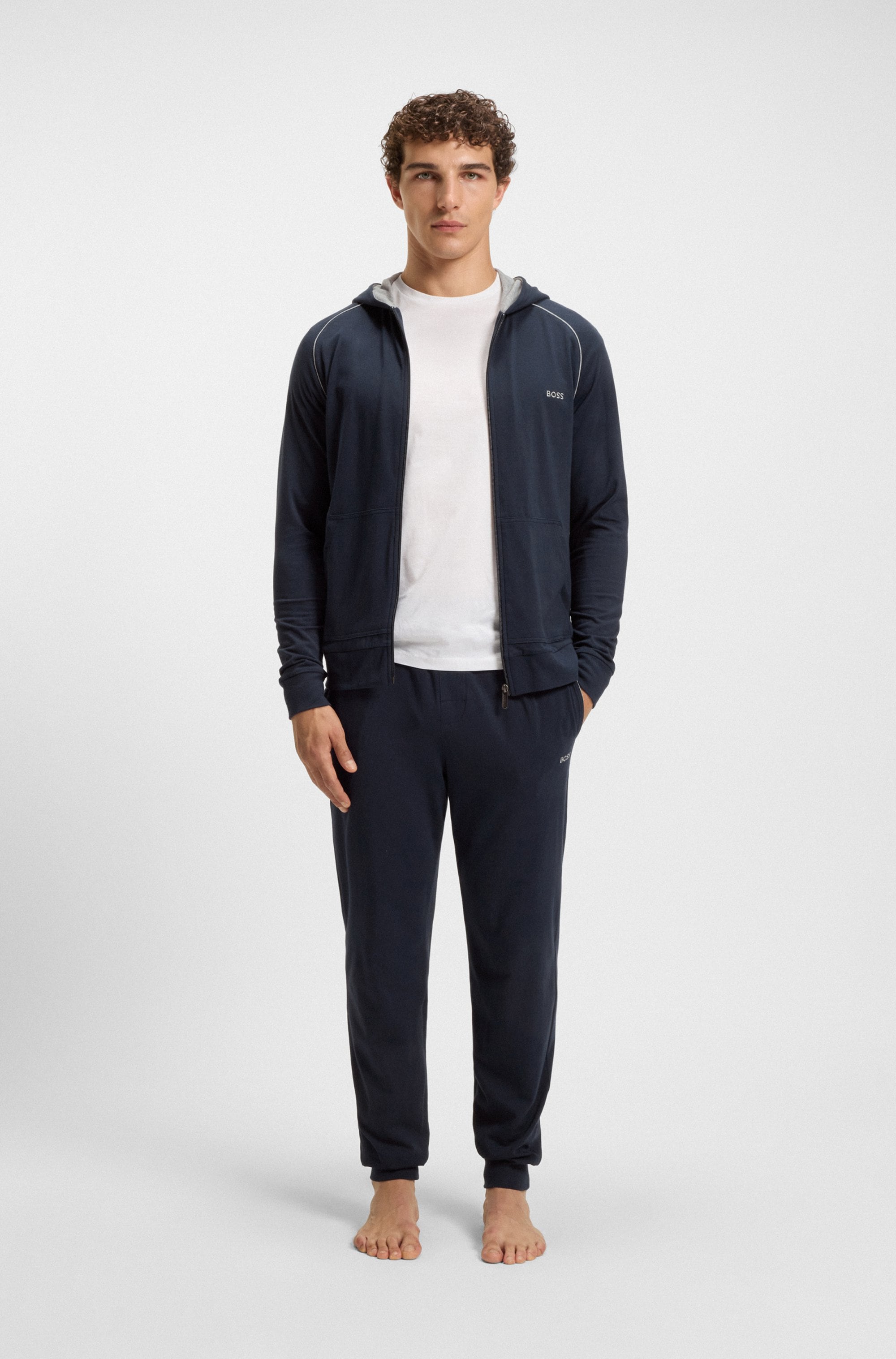 BOSS Kapuzensweatjacke »Mix&Match Jacket H«, mit BOSS Stickerei auf der Brust