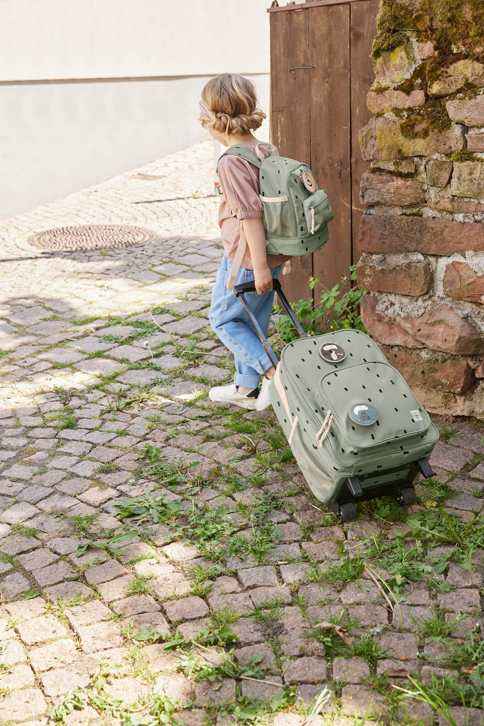 LÄSSIG Kinderkoffer »Happy Prints, Trolley, Caramel«, 2 Rollen