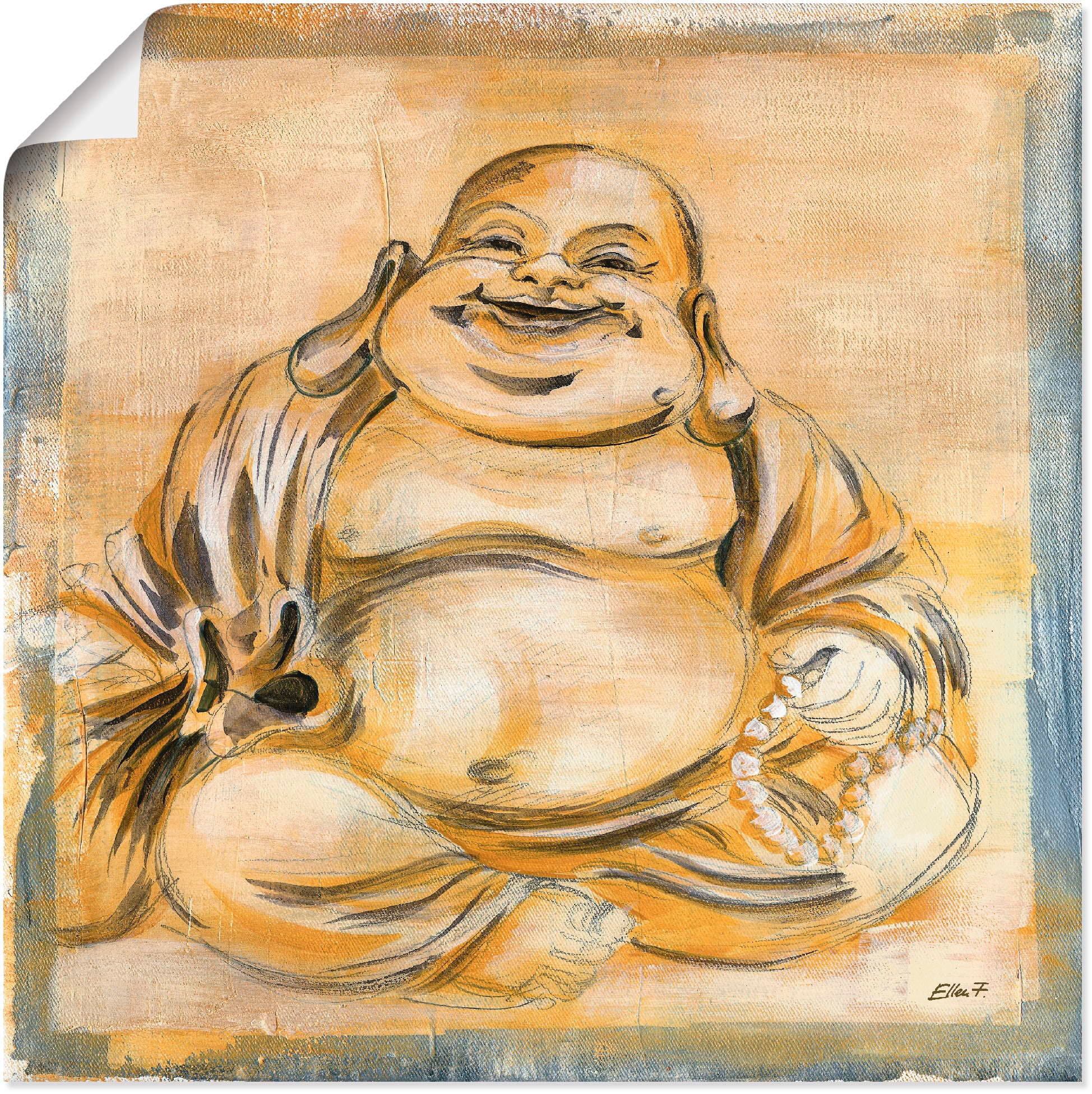 Artland Wandbild »Fröhlicher Buddha I«, Religion, (1 St.), als Leinwandbild günstig online kaufen