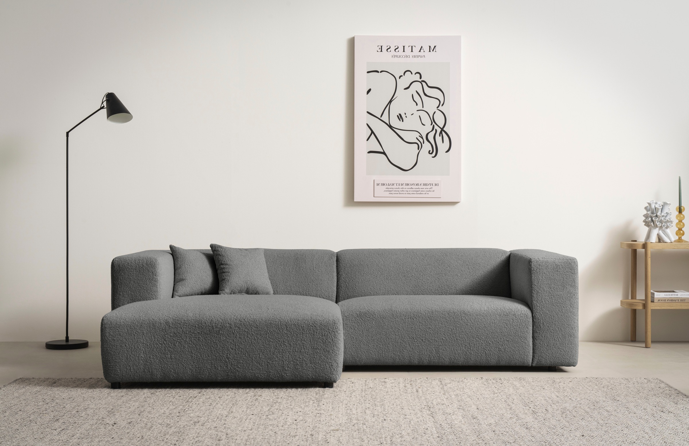 andas Ecksofa »BAKELS, L-Form in Cord oder Boucle-Stoff, moderne Couch« wah günstig online kaufen