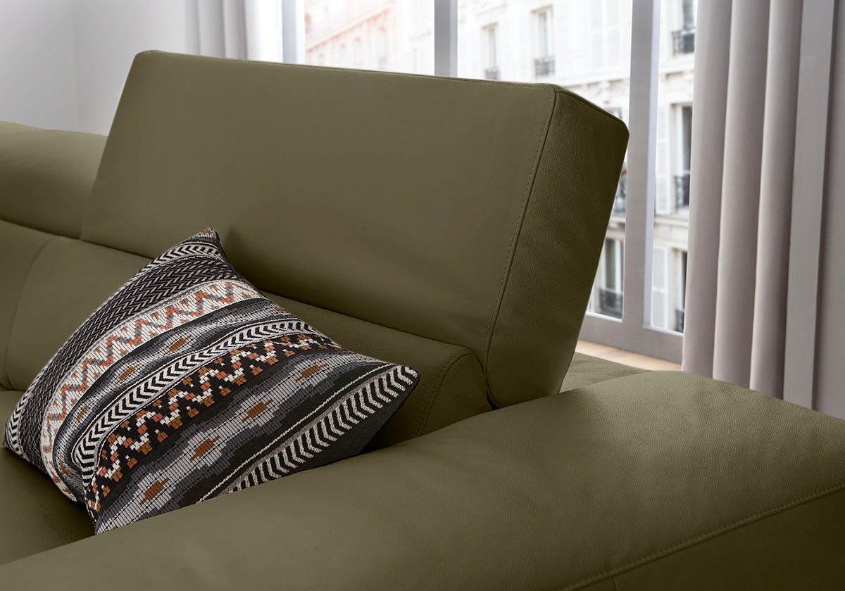W.SCHILLIG Ecksofa »piedroo, Designsofa mit tollem Sitzkomfort, elegant und bequem, L-Form«, Kopfteilverstellung, wahlweise mit Sitztiefenverstellung, Breite 343cm