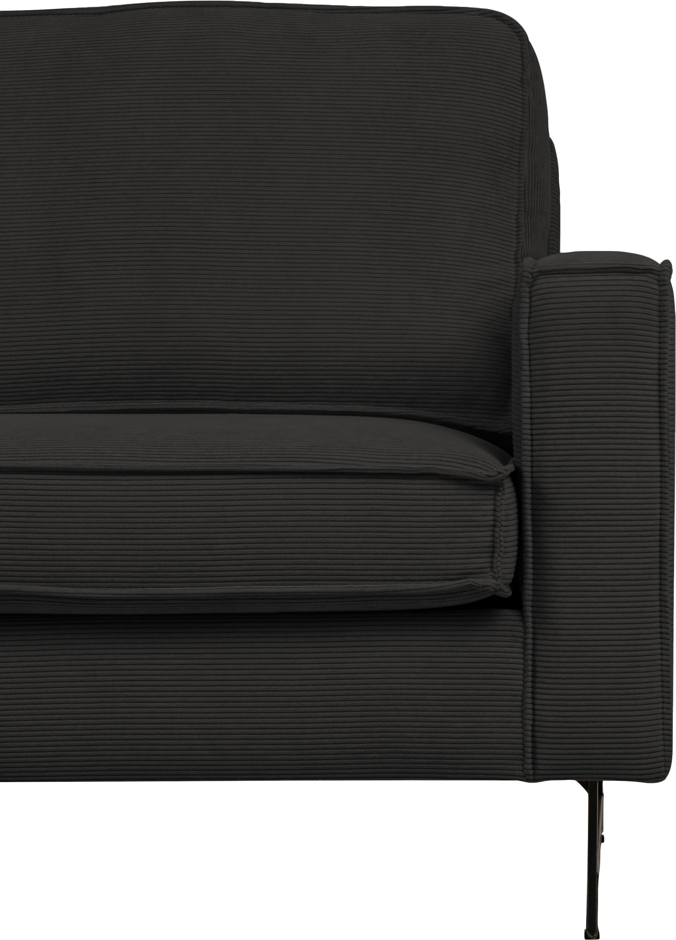 Places of Style Ecksofa »Pinto, 290 cm, Cord, Chenille, Lederoptik, Ottomane links / rechts«, mit Keder, schwarze Metallfüße, Wellenunterfederung