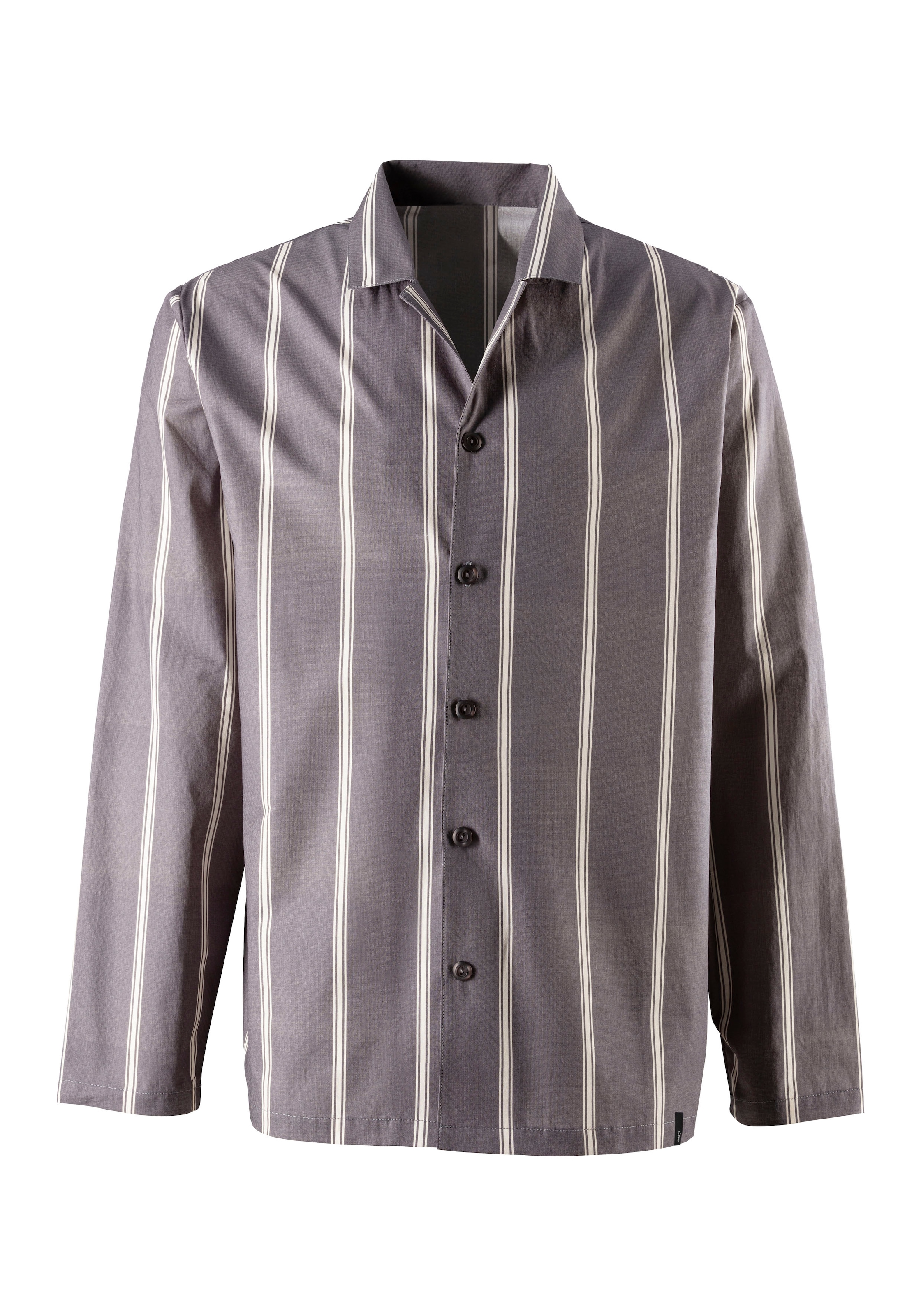 s.Oliver Pyjama, (2 tlg., 1 Stück), Schlafanzug mit Streifen und modischem Reverskragen