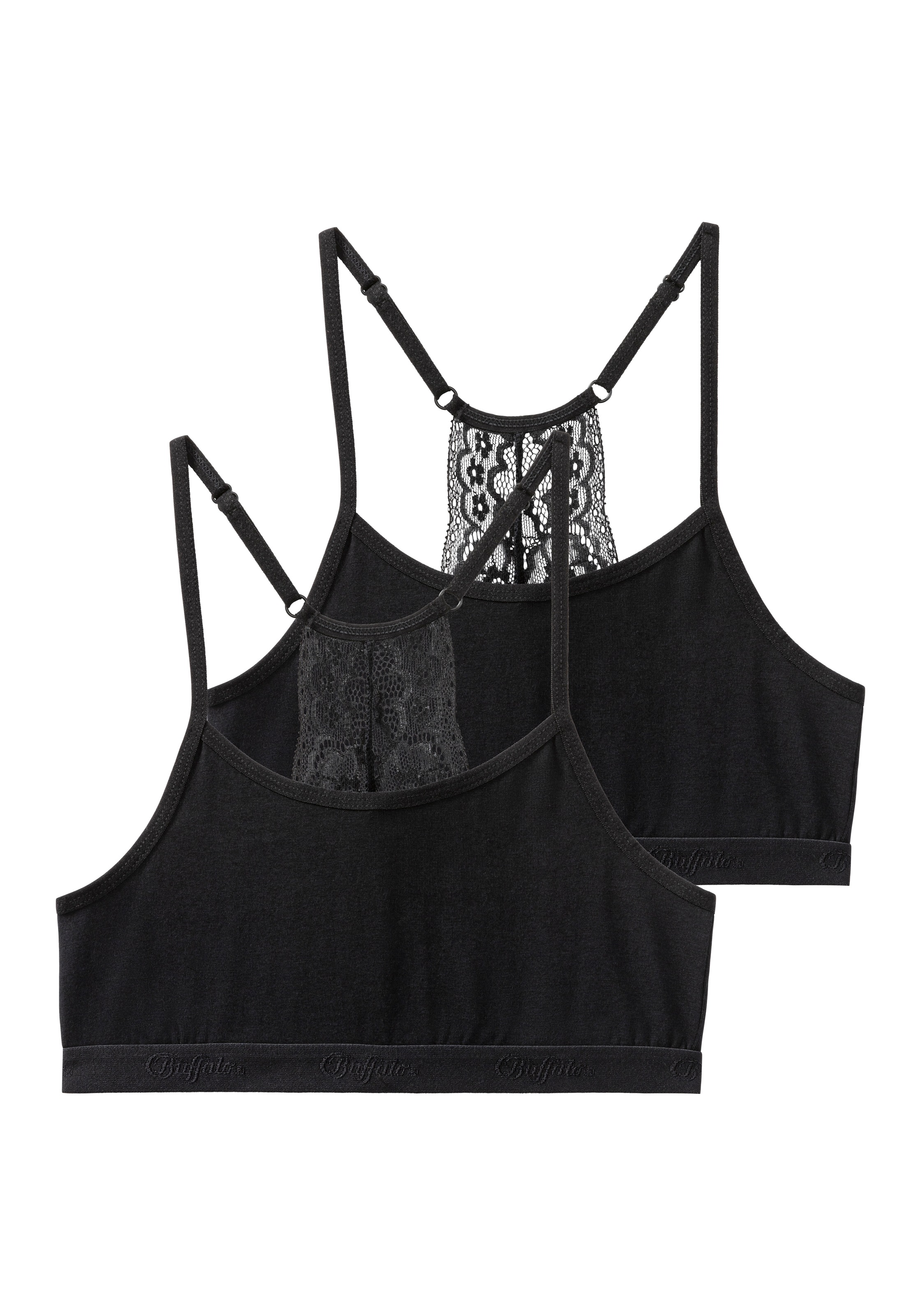 BUFFALO Bustier Packung, 2 tlg., Ringerücken aus schöner Spitze Schwarz 158/164 - N-Gr N-Gr 158/164 Buffalo Bustier im 2er Pack