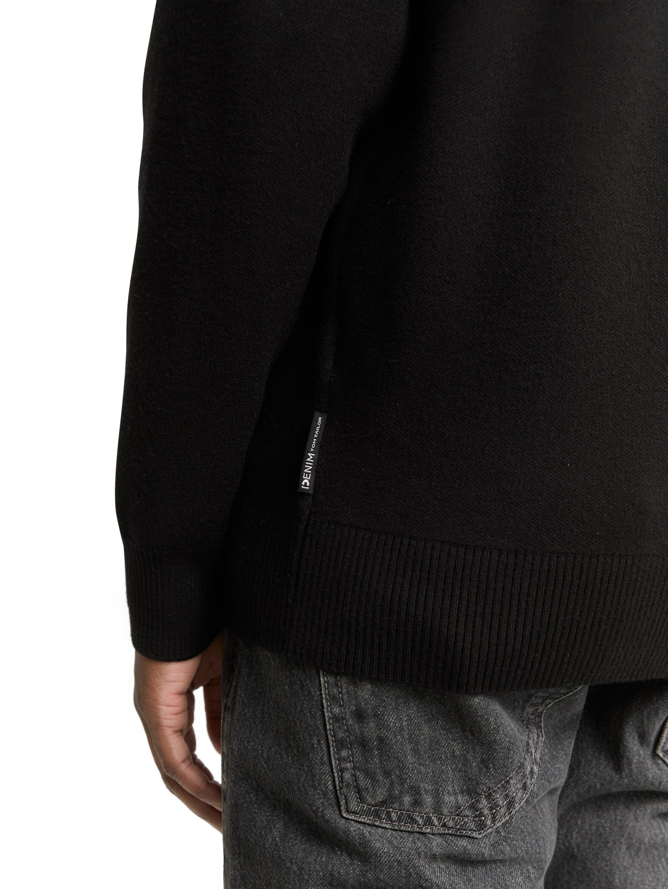 TOM TAILOR Denim Strickpullover mit Rippbündchen