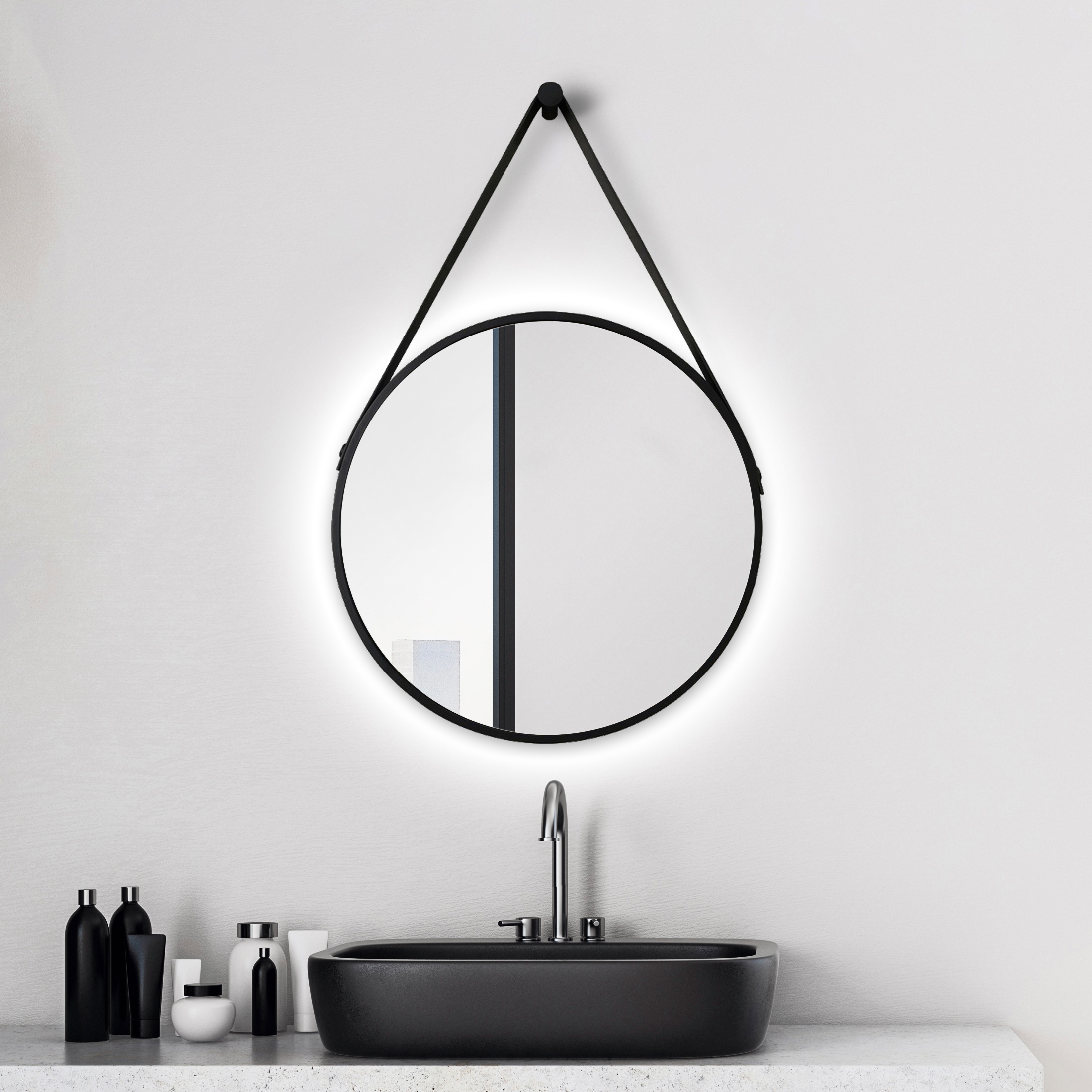 Talos Wandspiegel »Black Light«, Durchmesser: 50 cm, mattschwarz lackiert, günstig online kaufen