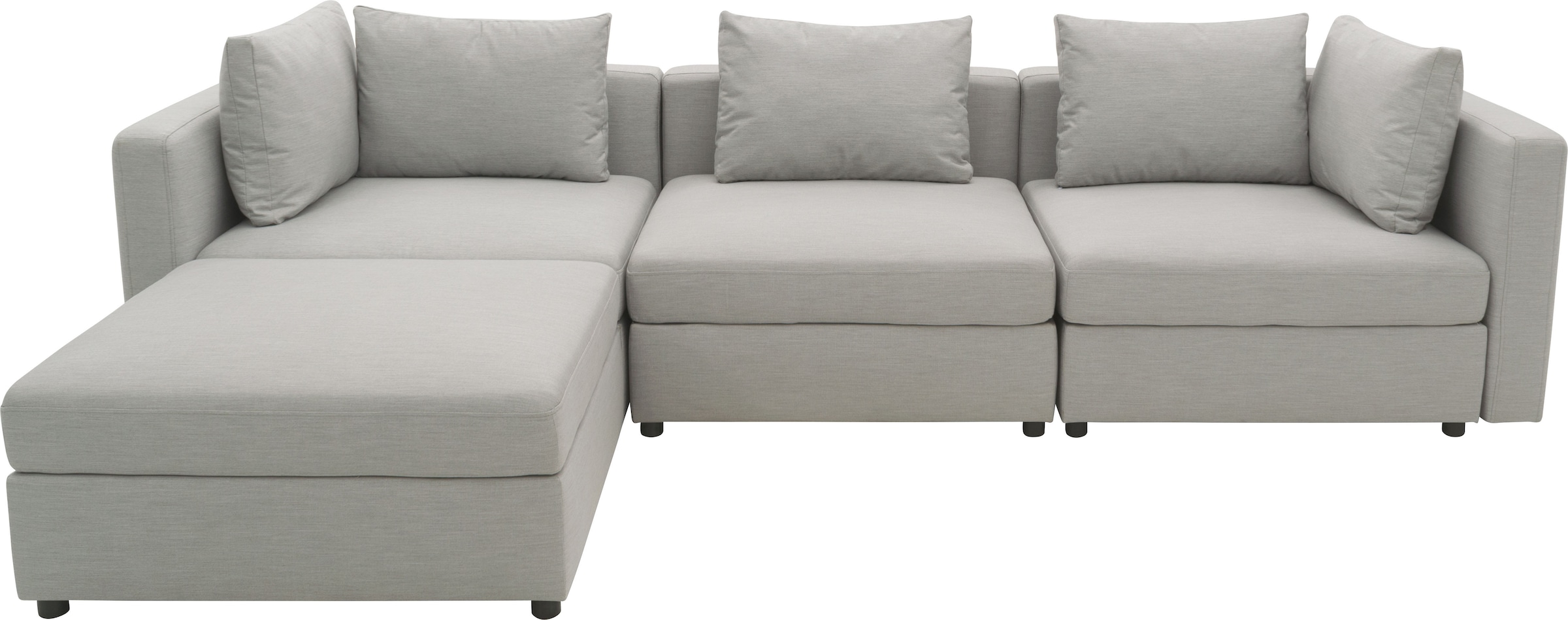 DOMO collection Ecksofa »Solskin, individuell erweiterbar/kombinierbar L-Form«, mit losen Kissen. Rücken- und Seitenteile als Stecksystem.