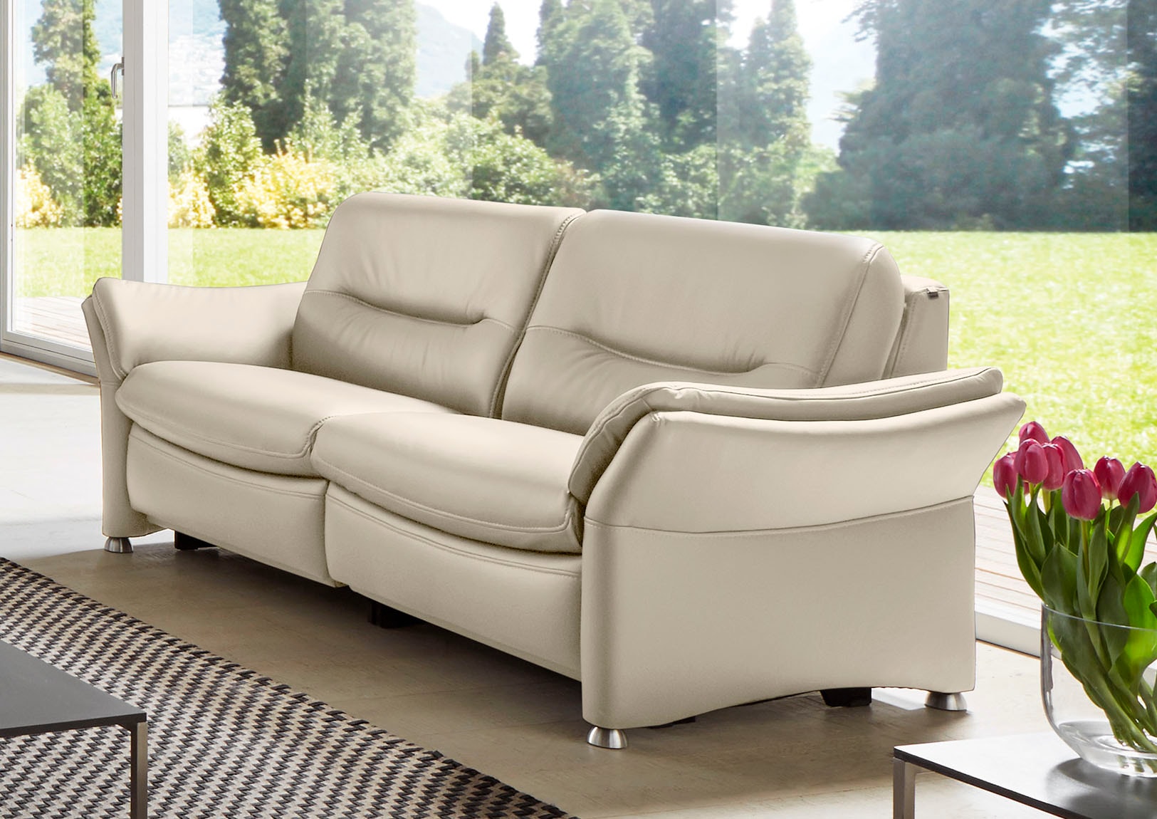 HUKLA 2,5-Sitzer »HU-SF15058 Ledersofa, Breite 194 cm«, aus Leder, optional Kopfstütze u. WallAway-Funktion