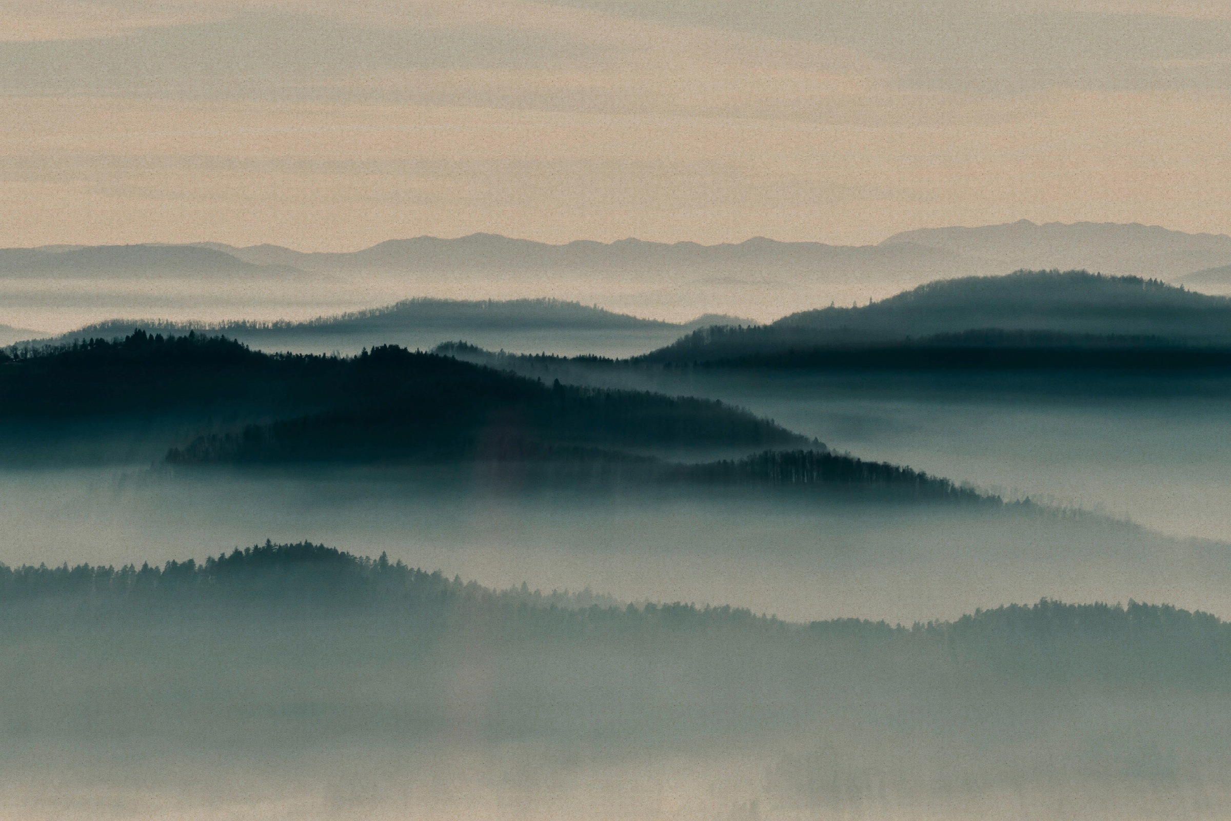 A.S. Création Leinwandbild »horizon«, Kunst-Landschaft-Kinder, (1 St.), Keilrahmen Landschaft Berge Gebirge Nebel Leinwand-Bild Wohnzimmer