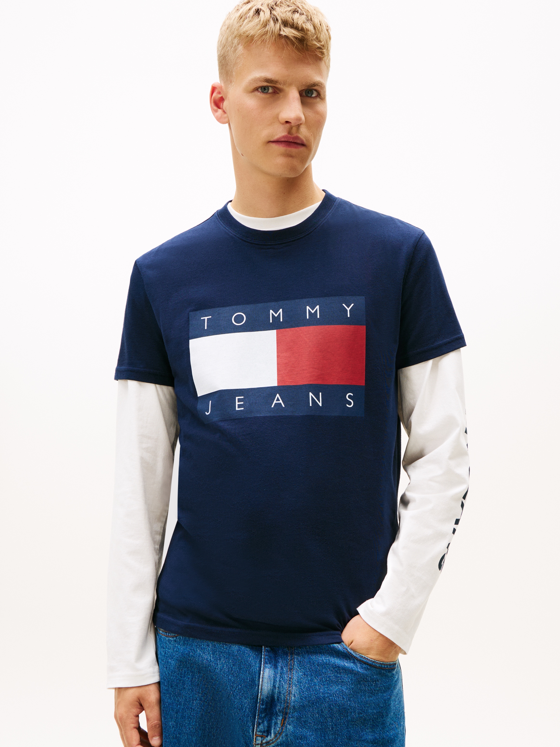 Tommy Jeans T-Shirt Rundhalsausschnitt, Regular Fit, Logo-Druck