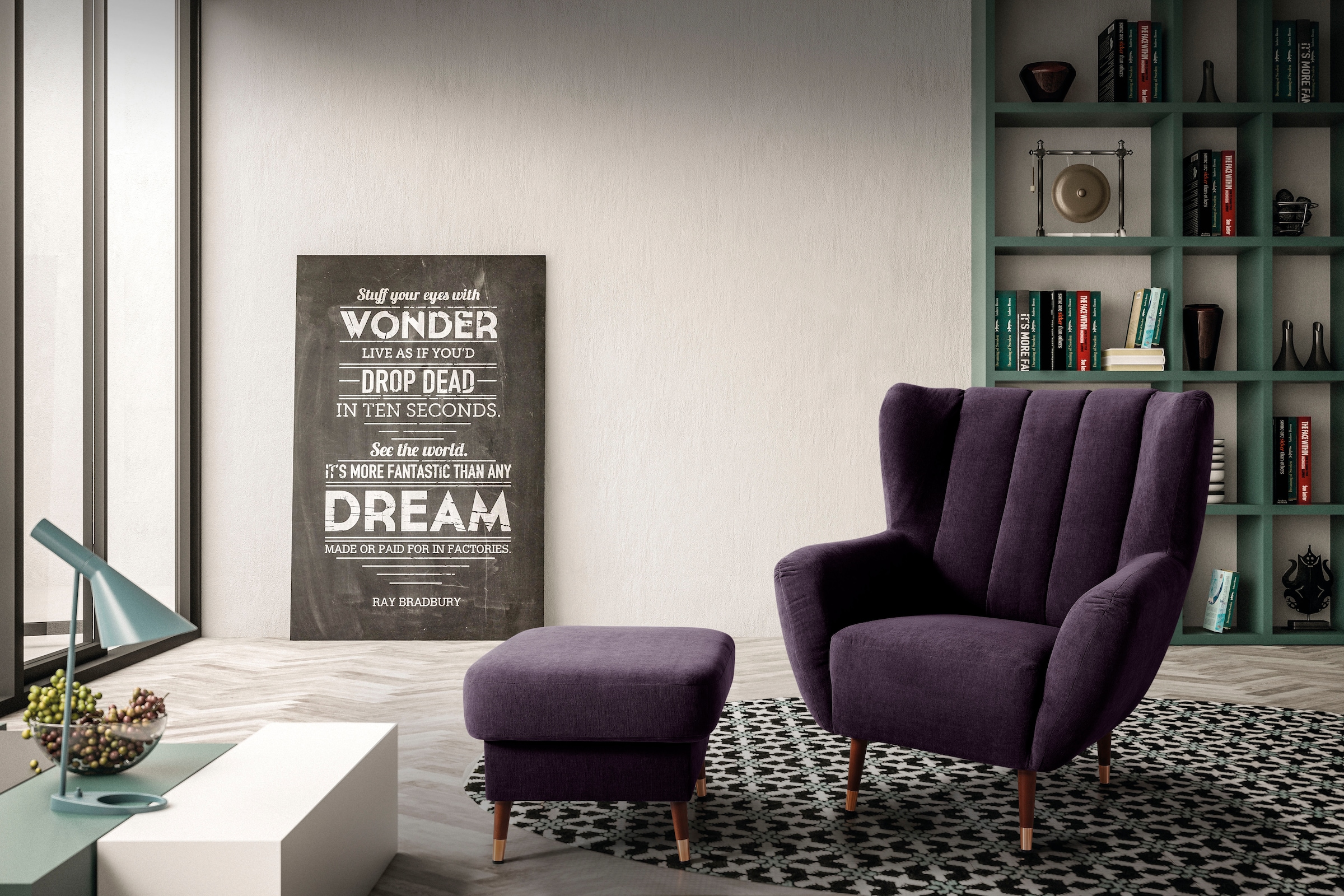 exxpo - sofa fashion Sessel »Polly, Ohrensessel, Loungesessel«, bequem mit hoher Rückenlehne, hohe Füße, hochwertige Bezüge