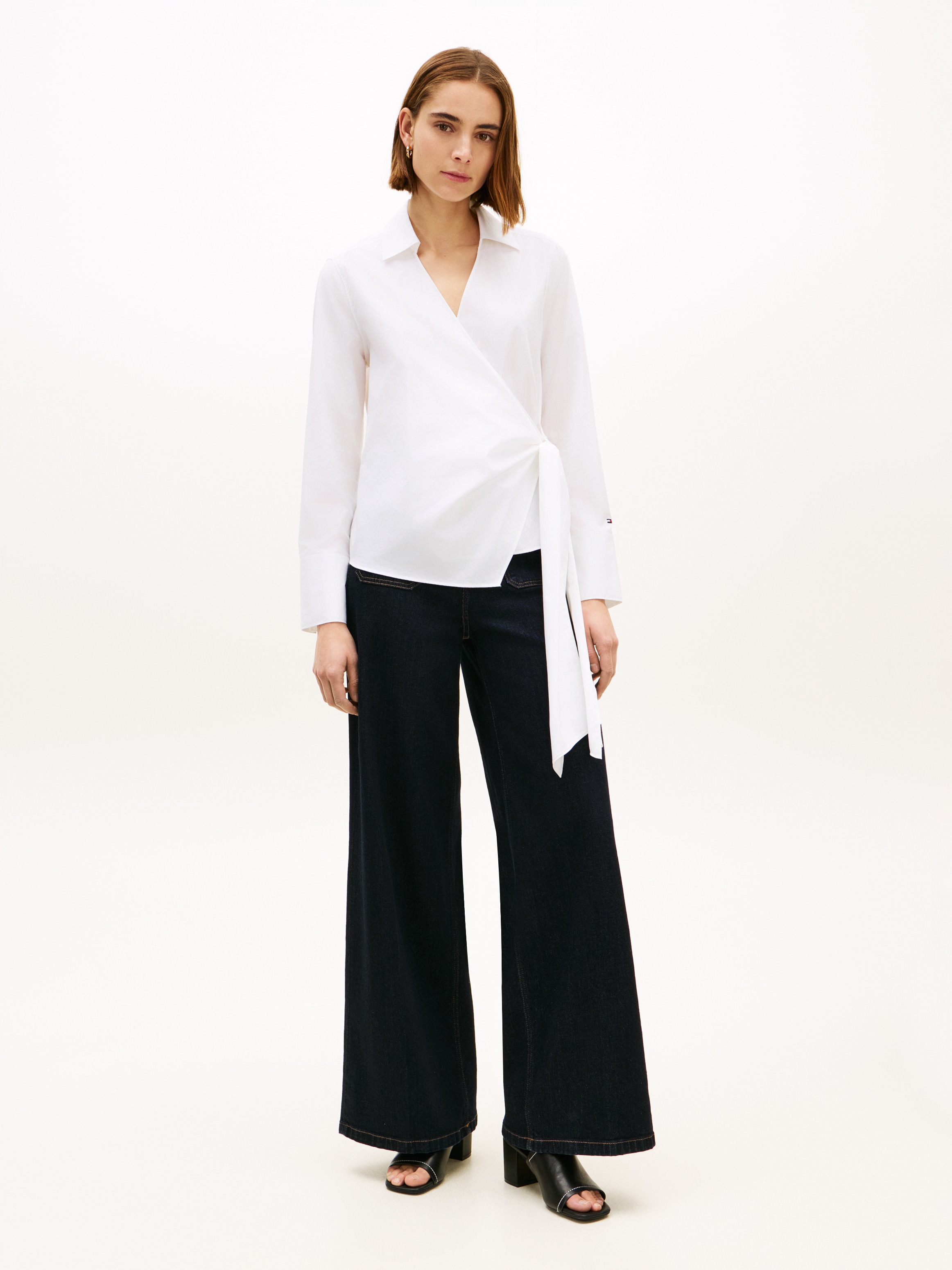 Tommy Hilfiger Langarmbluse »POPLIN KNOT BLOUSE WITH LS« mit Wickeloptik