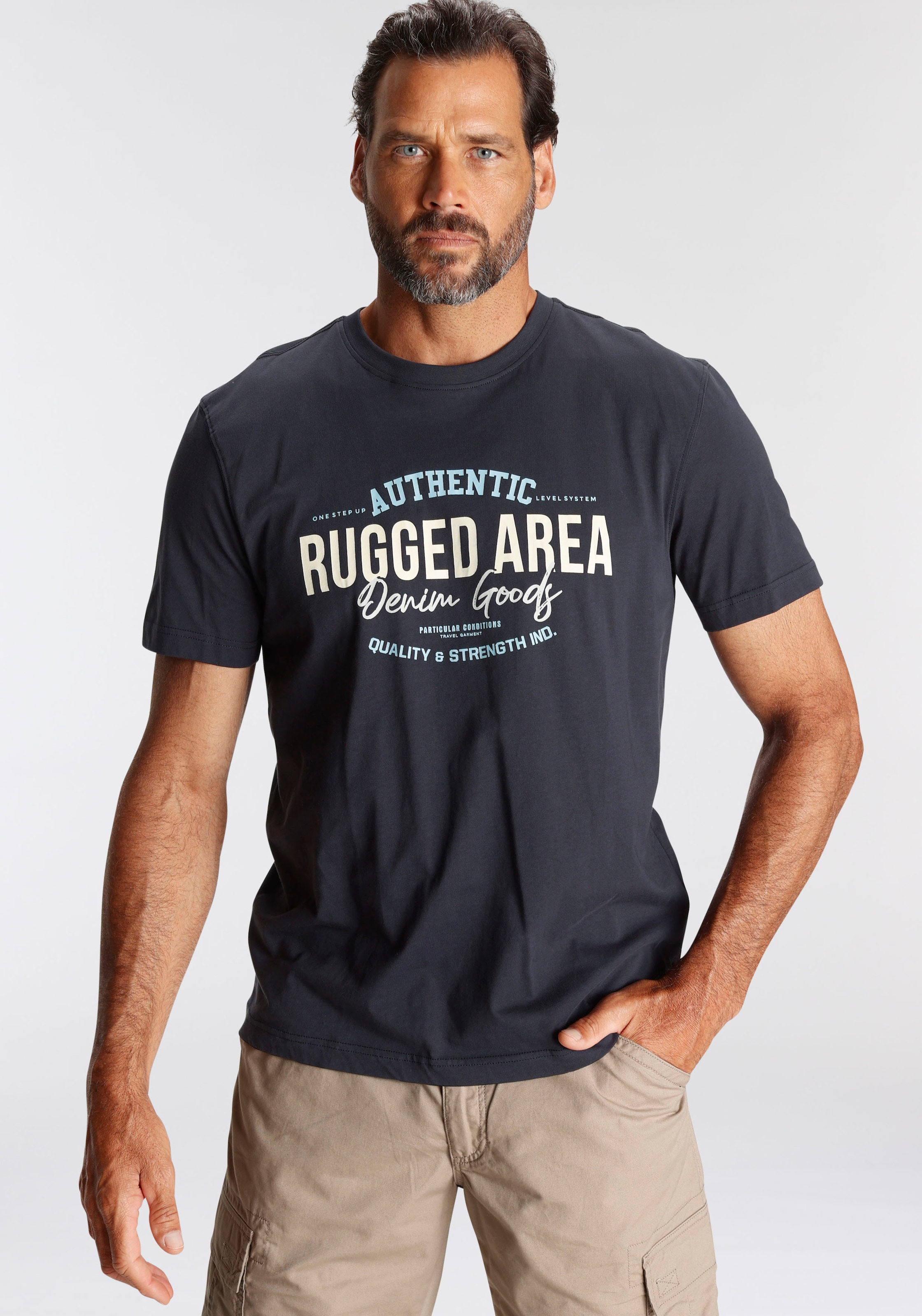 Man's World T-Shirt, Kurzarm, Regular Fit, mit Print, Rundhalsausschnitt