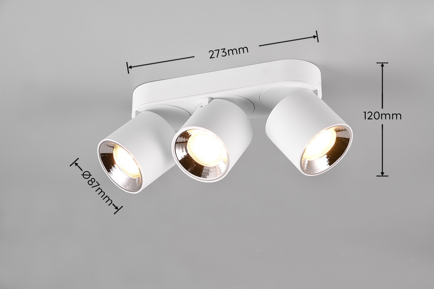 TRIO Leuchten Deckenleuchte »GUAYANA, Deckenspot 3-flammig exkl 3x GU10 max 10W Spot verstellbar«, 3 flammig, Leuchtmittel GU10 | Leuchtmittel wechselbar, als Aufbauspot oder Einbauspot nutzbar Spot schwenkbar und drehbar