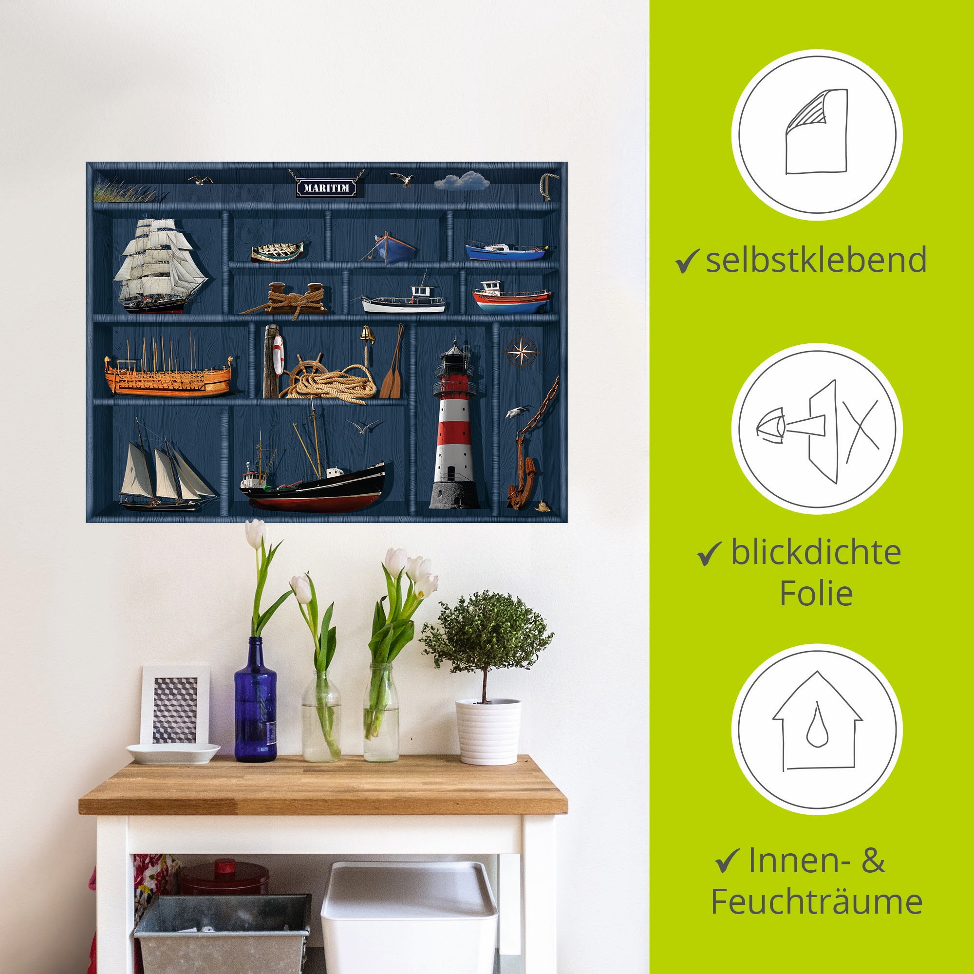 Artland Wandbild »Der maritime Setzkasten«, Arrangements, (1 St.), als Leinwandbild, Poster, Wandaufkleber in verschied. Größen