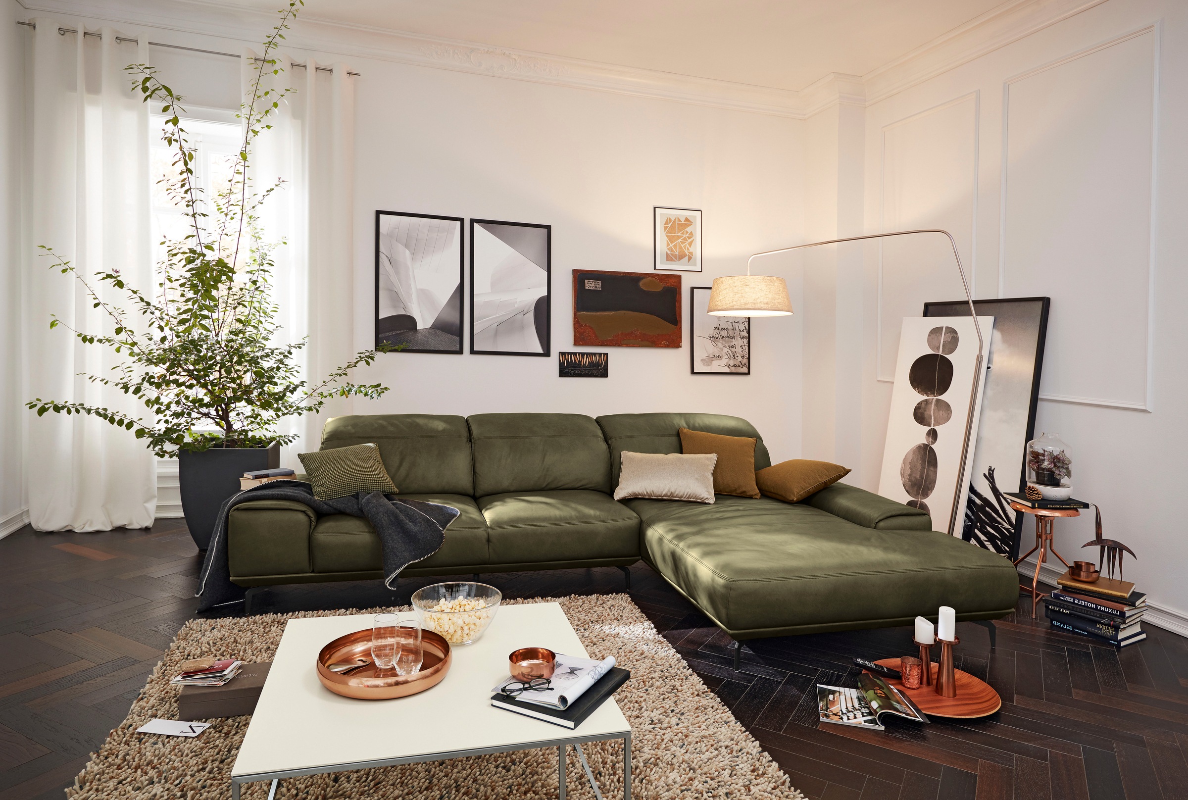 Musterring Wohnlandschaft »MR 2490«, Fuß Schwarz, Sitzhöhe 46cm, wahlweise mit Funktionen, Maße 342x207 cm