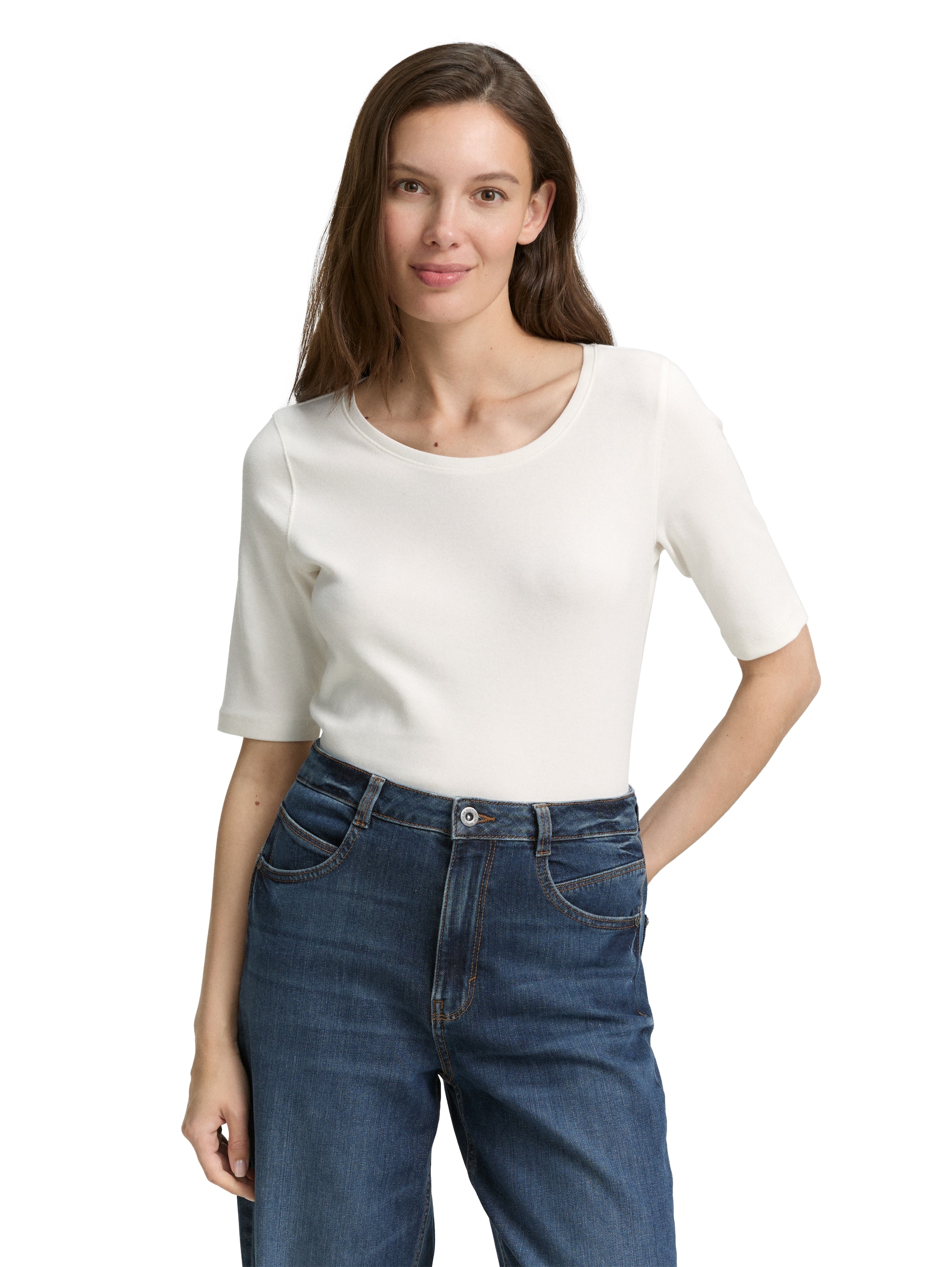 TOM TAILOR T-Shirt mit großem Rundhalsausschnitt