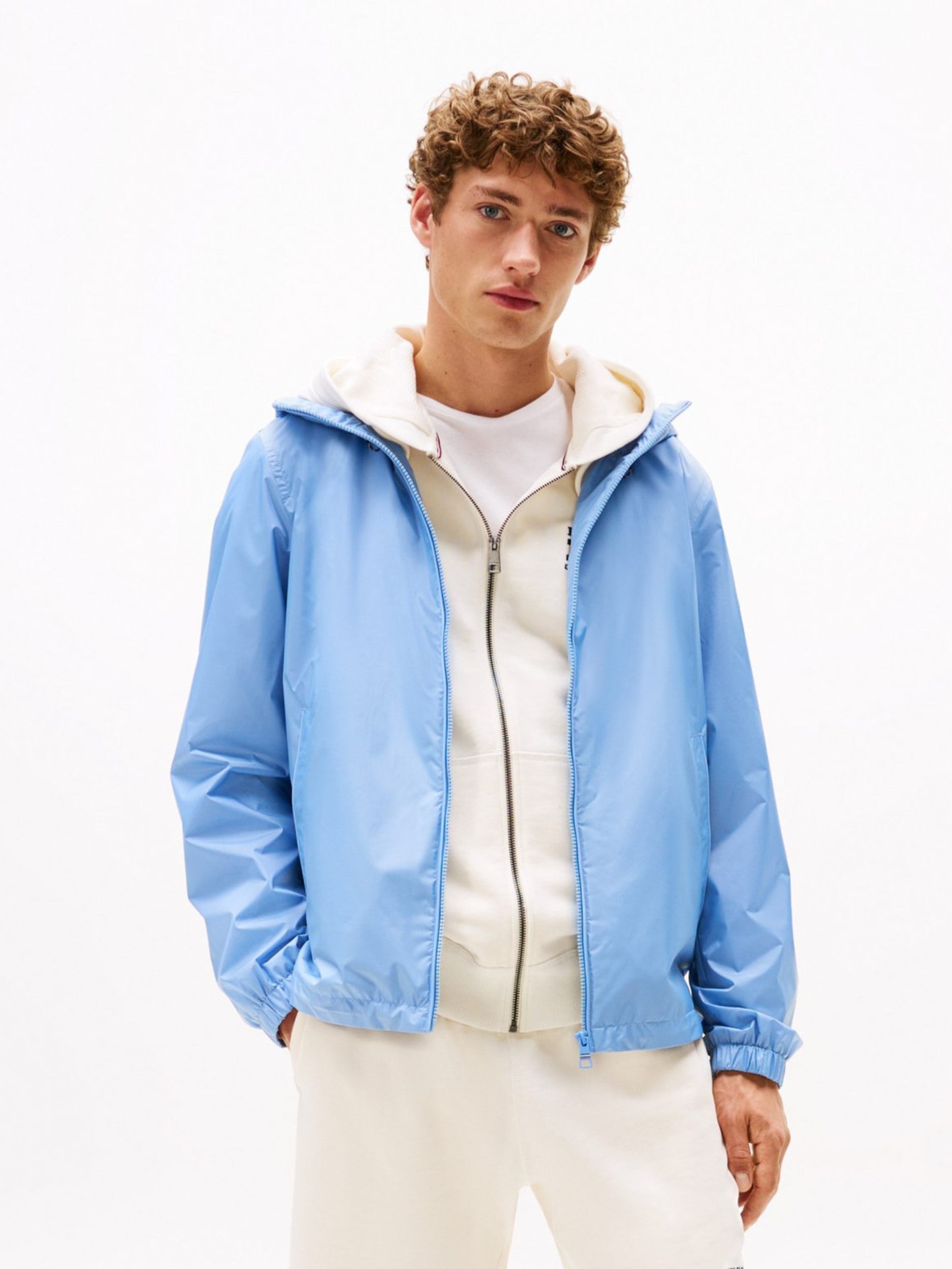 Tommy Hilfiger Blouson »RWB HOODED JACKET« mit Kapuze Freizeitjacke, Übergangsjacke elastische Bündchen, wasserabweisend