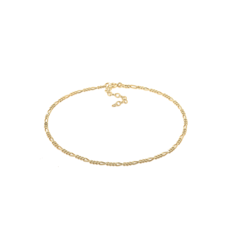 ELLI Fußkette »Figaro Fußkettchen Basic 925 Silber« Gold 28 cm Klassische Fußkette für Frauen