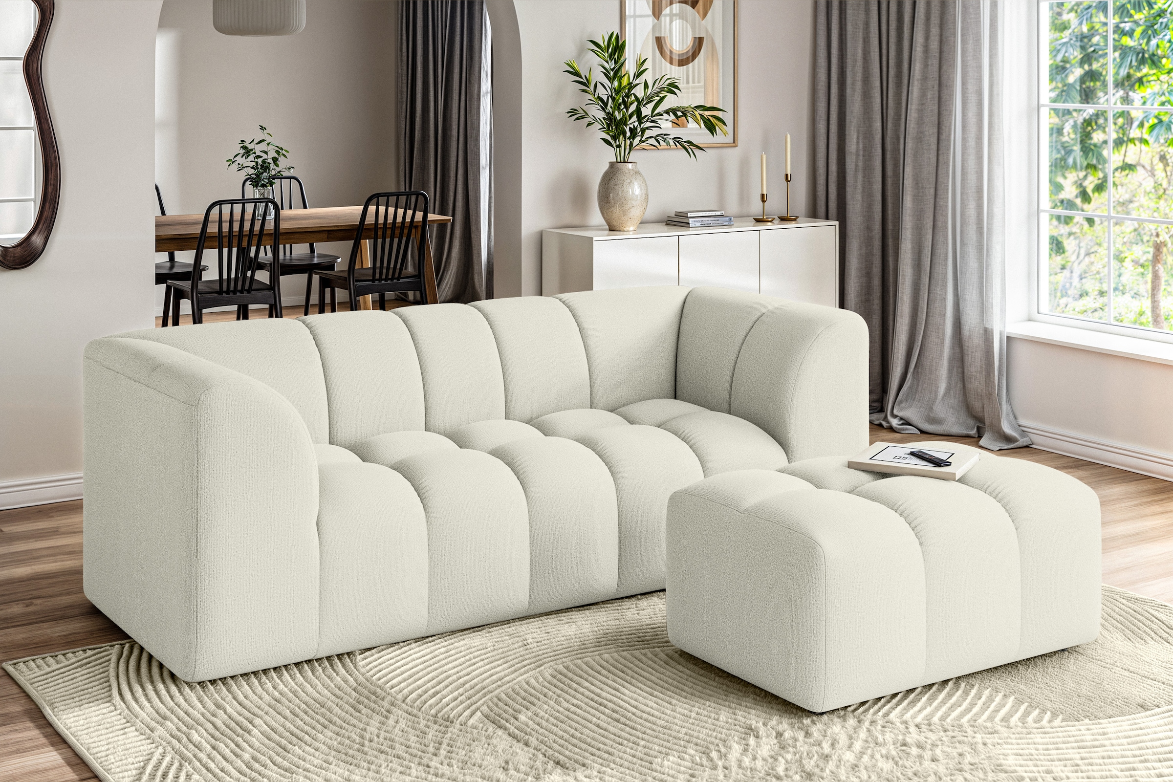 Home affaire 3-Sitzer »TUURE Verlässliche Qualität, moderne Steppung, Breite 227cm« Bubble Optik, hoher Sitzkomfort, Wellenunterfederung