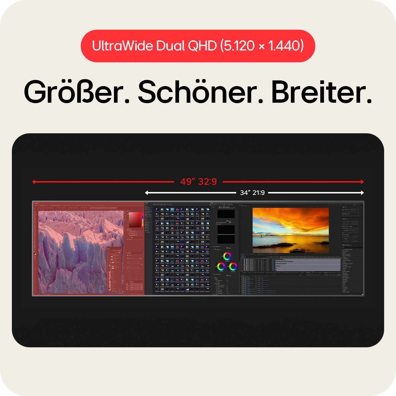 LG Curved-Gaming-Monitor »49U950A« 124 cm/49 ″  5120 x 1440 px DQHD 5 Reaktionszeit 144 Hz
