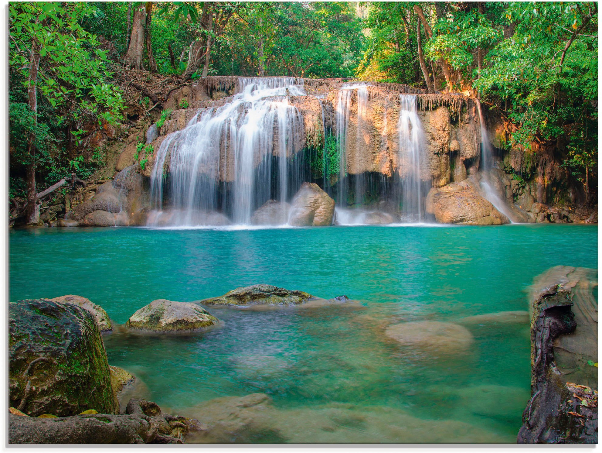 Artland Glasbild "Wasserfall im Wald National Park", Gewässer, (1 St.), in günstig online kaufen