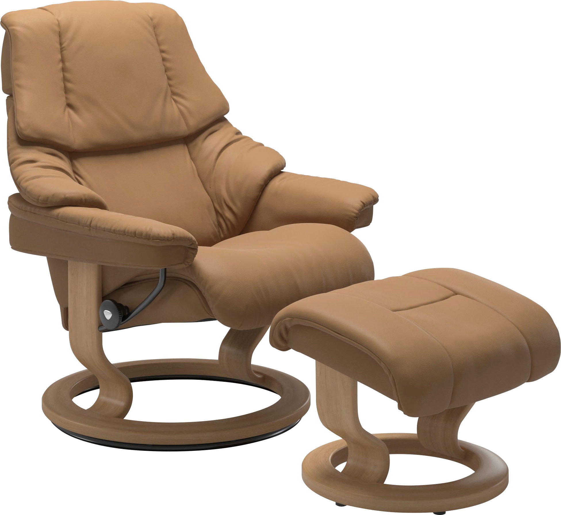 Stressless® Relaxsessel »Reno«, (Set, Relaxsessel mit Hocker), mit Hocker, mit Classic Base, Größe S, M & L, Gestell Eiche