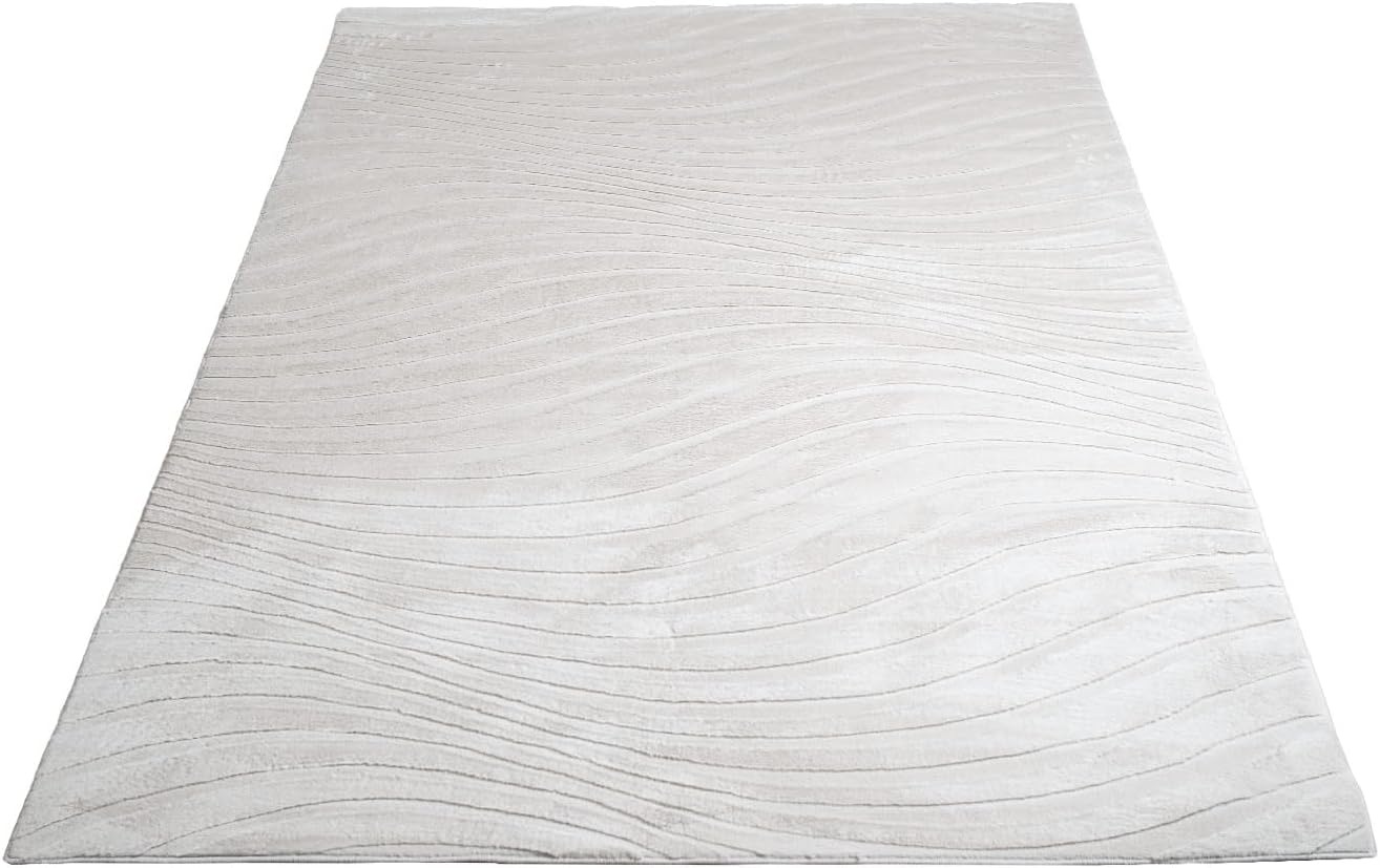 Carpet City Teppich »WAVES 503« rechteckig 12 mm Höhe Kurzflor, Hochtief-Muster/ 3D-Effekt, Uni, Wohnzimmer, Schlafzimmer