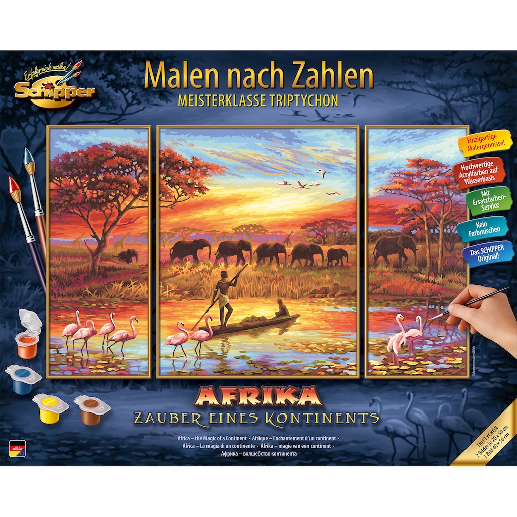 Schipper Malen nach Zahlen »Meisterklasse Triptychon - Afrika, Zauber eines Kontinentes«