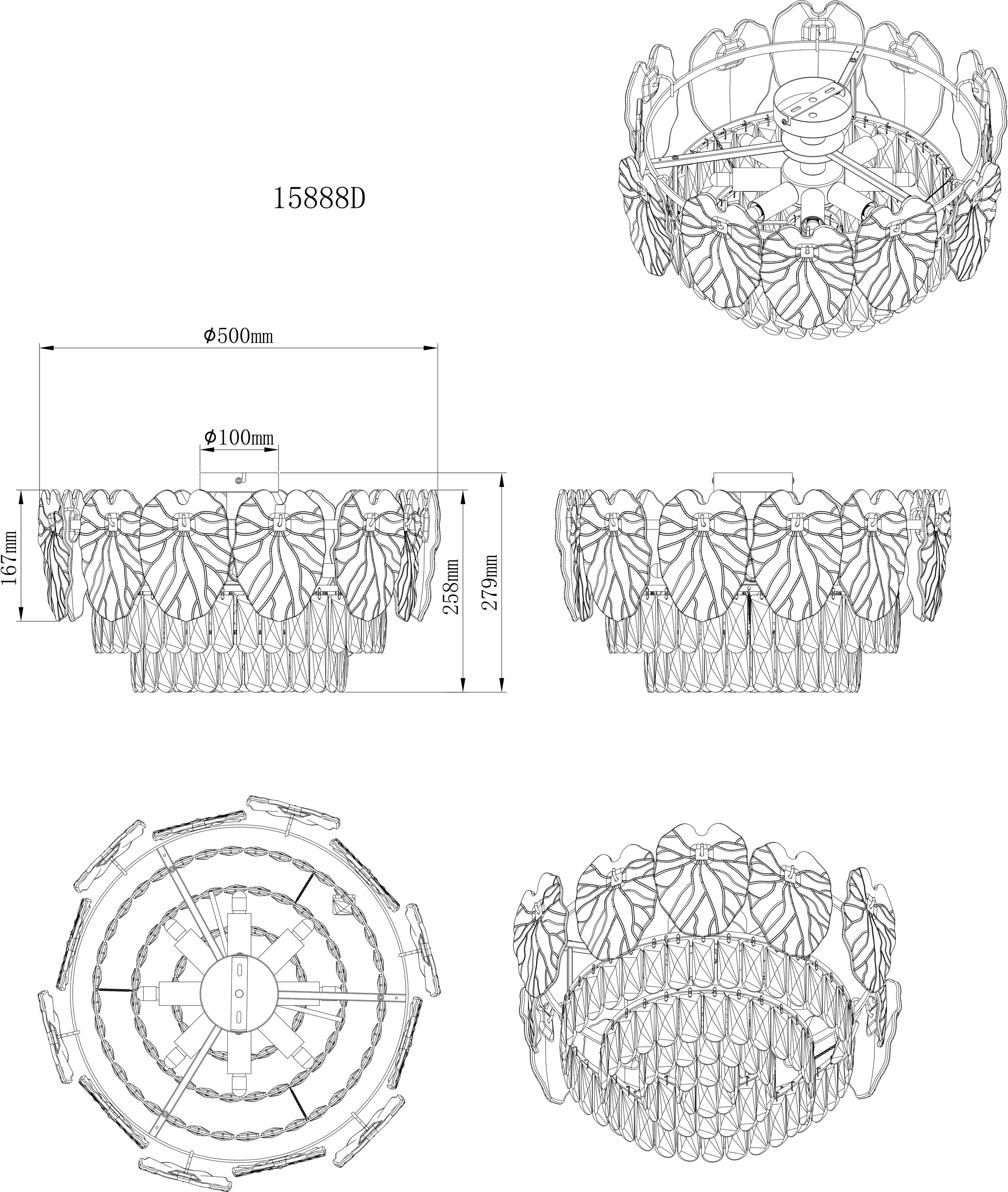 GLOBO LIGHTING Deckenleuchte »BENJAMIN« E14 1 Stk. Deckenlampe/chrom/Kristalle/elegant/Wohnzimmer