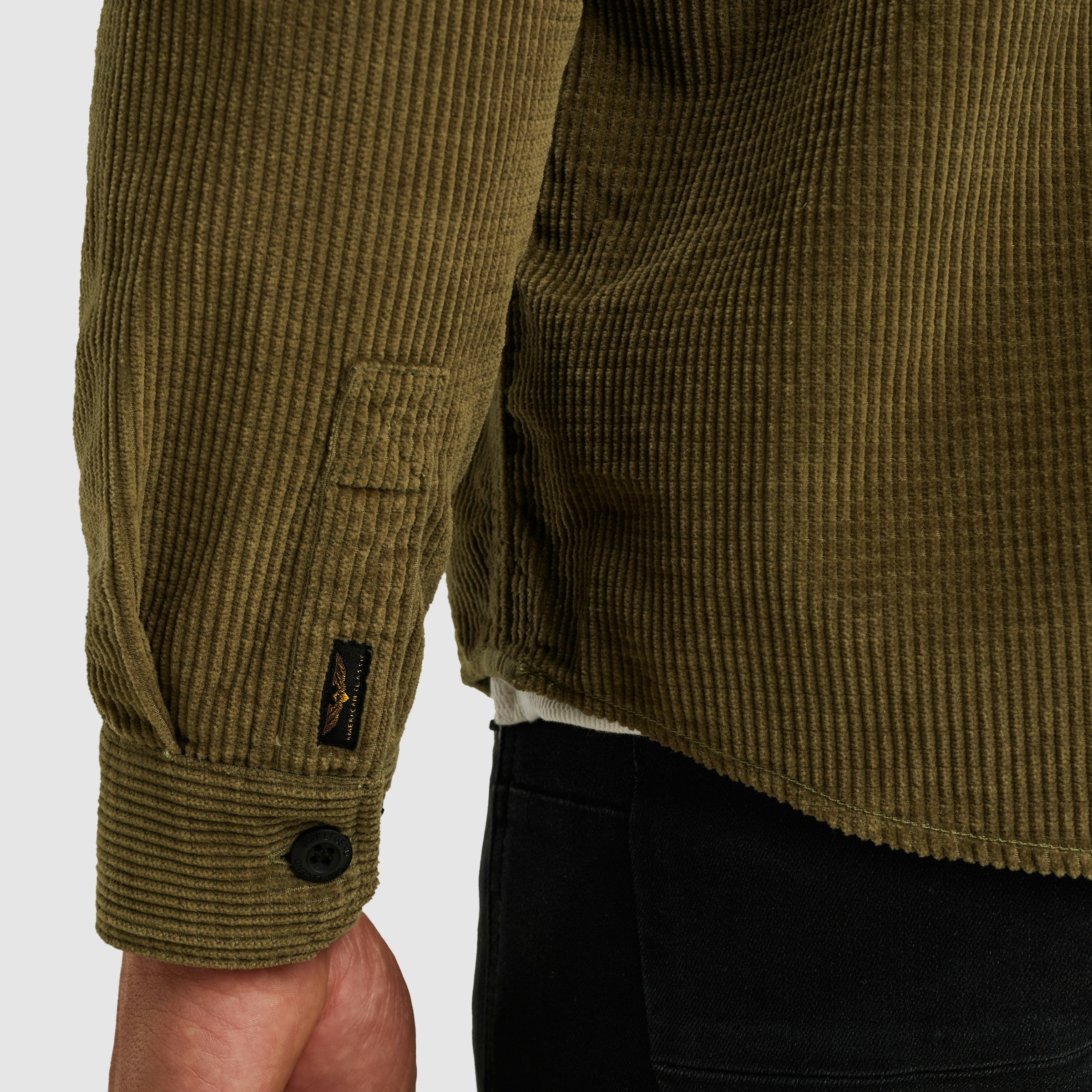 PME LEGEND Langarmhemd aus softem Cord, mit Knopfleiste