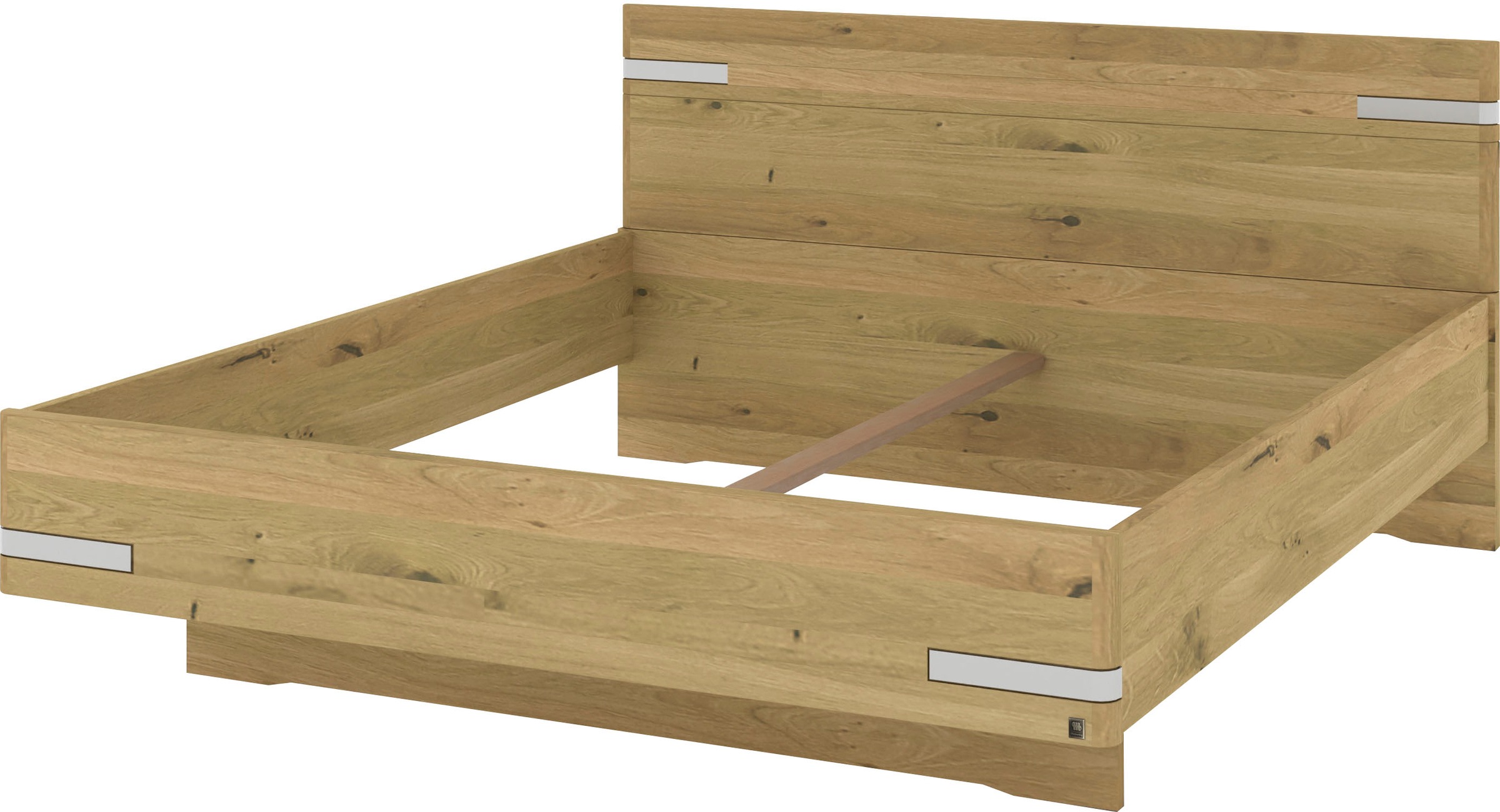 Musterring Holzbett »Savona«, (Belastbarkeit 220 Kg, 4-fache Liegehöhenverstellung, MADE IN GERMANY), Kopfteil in Bianco-Eiche massiv, Details in Chrom, verschiedene Größen