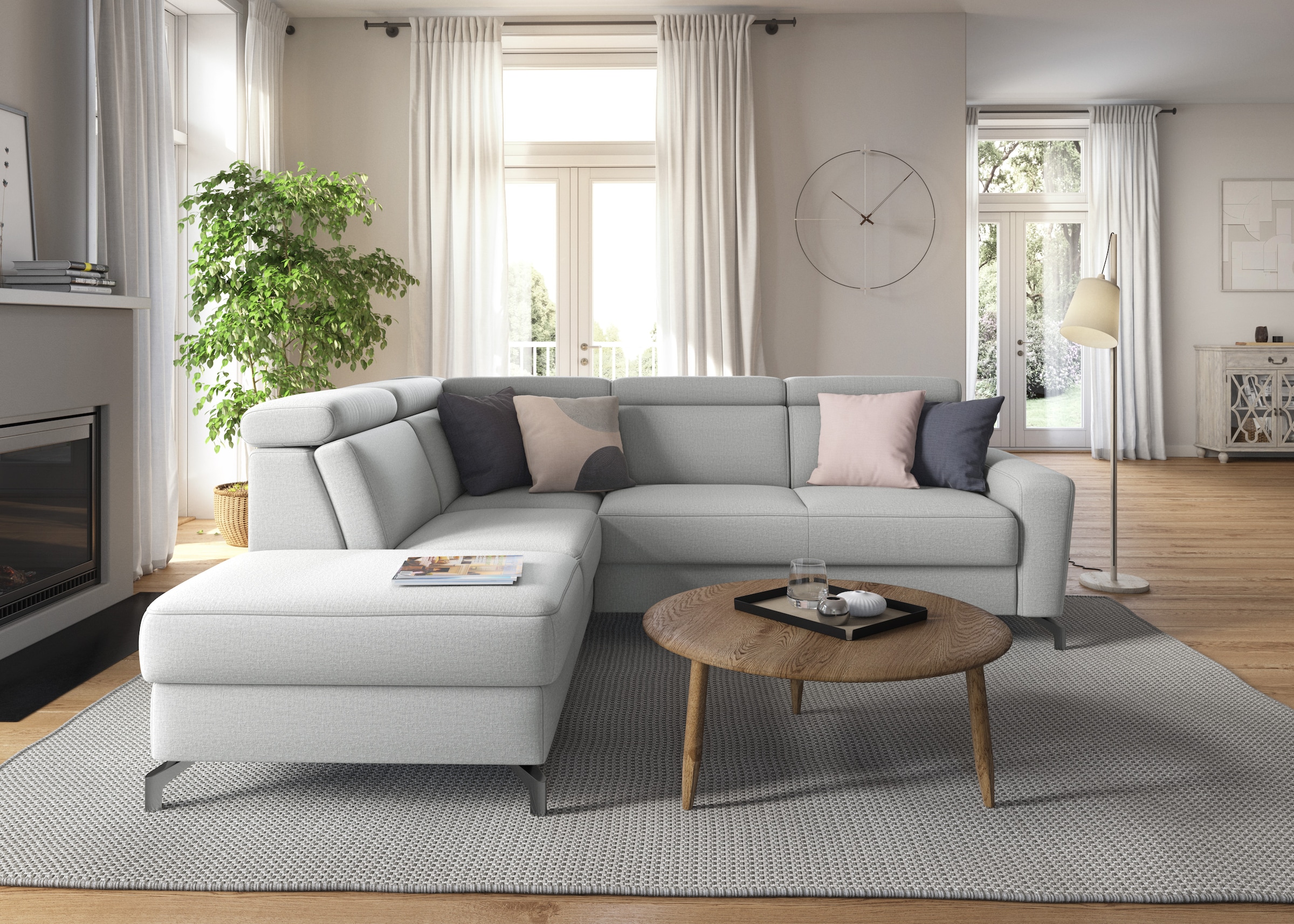 sit&more Ecksofa »Scarlett L-Form«, inklusive Kopfteilverstellung, wahlweise mit Bettfunktion, Bettkasten