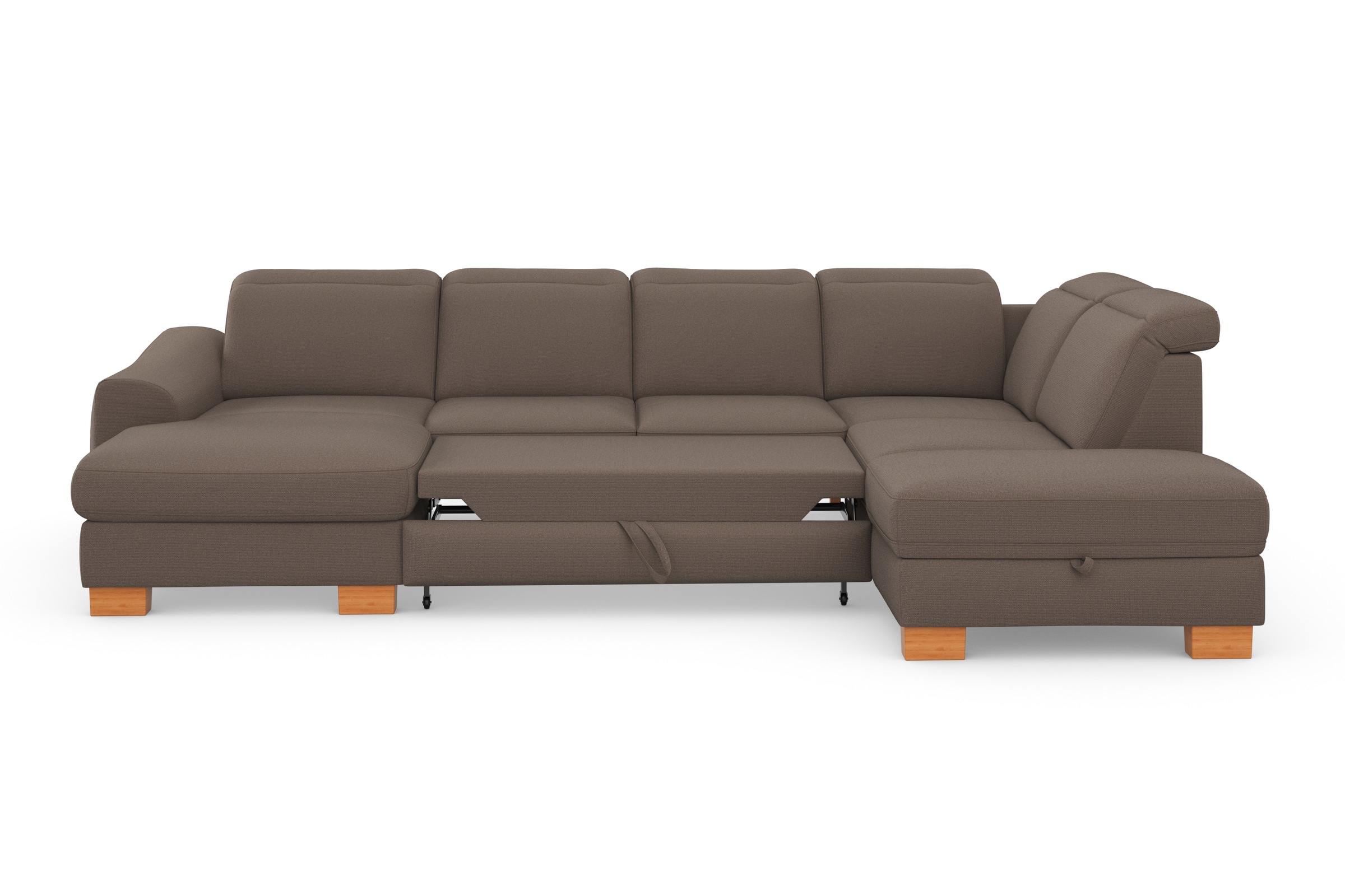 sit&more Wohnlandschaft »Dundee U-Form«, mit Federkern und Massivholzfüßen, wahlweise mit Kopfteilverstellung