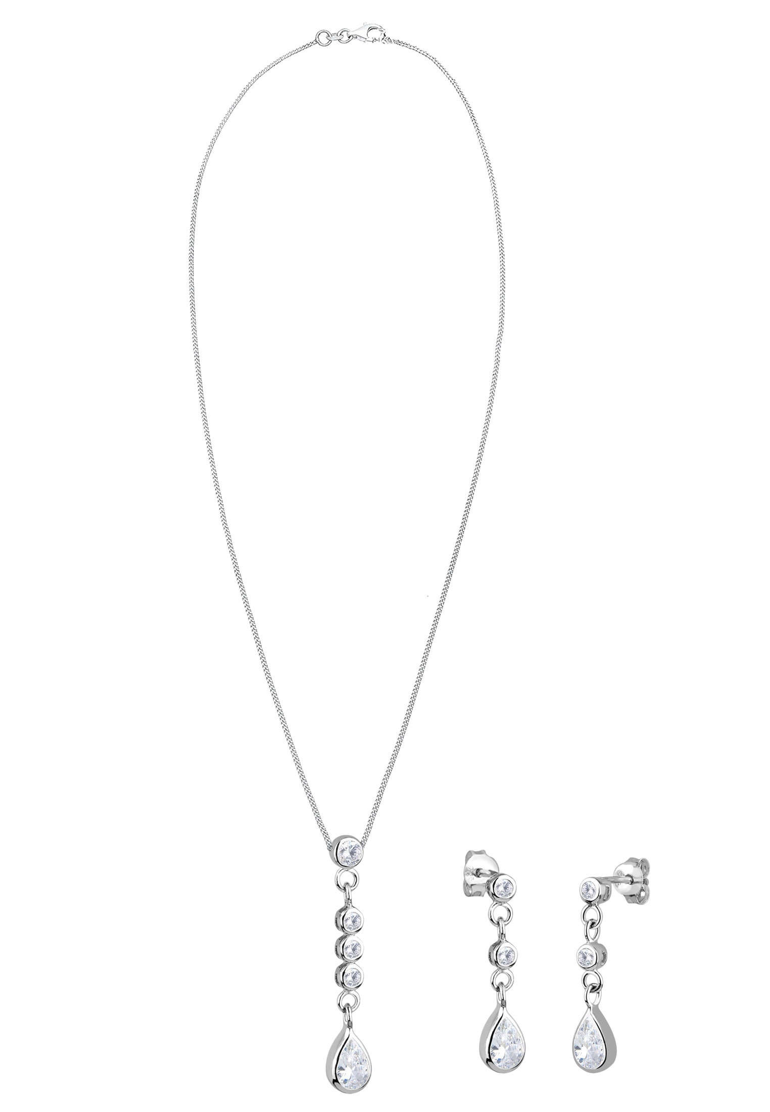 Elli Schmuckset »Paar Stecker und Anhänger mit Zirkonia in schwarz« ()