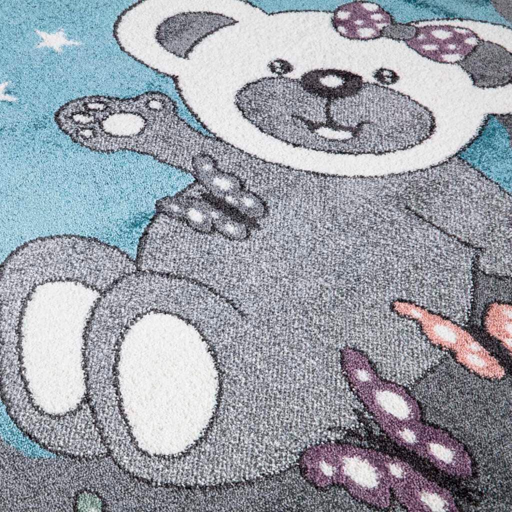 Carpet City Kinderteppich »ANIME916«, rechteckig, 11 mm Höhe, Kinderzimmer Teppich Modern mit Mond, Blumen, Wolken, Creme, Multi