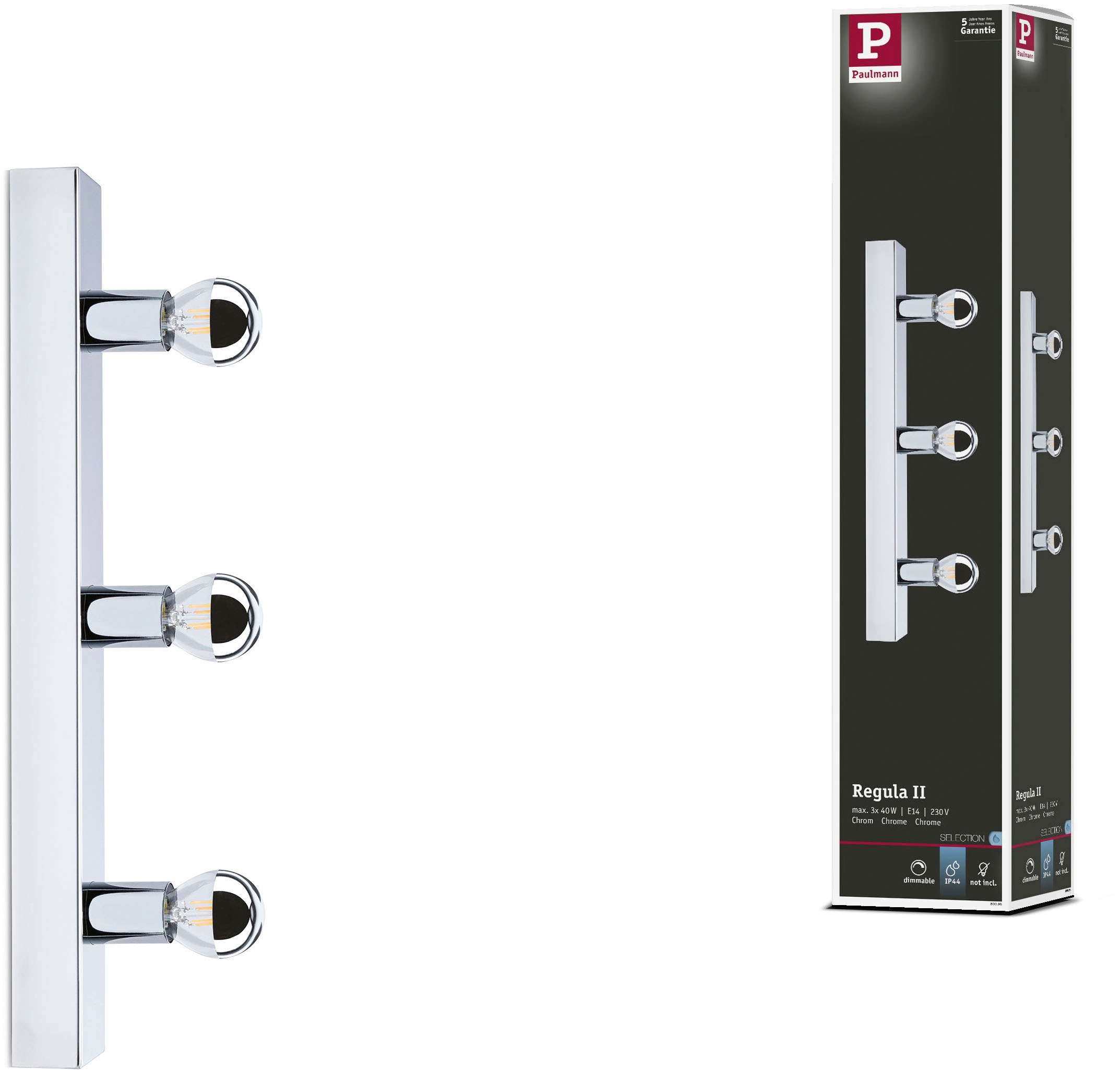 Paulmann Spiegelleuchte »Spiegelleuchte IP44 E14 230V dimmbar«, 3 flammig, Leuchtmittel E14 | ohne Leuchtmittel, Ein-/Ausschalter