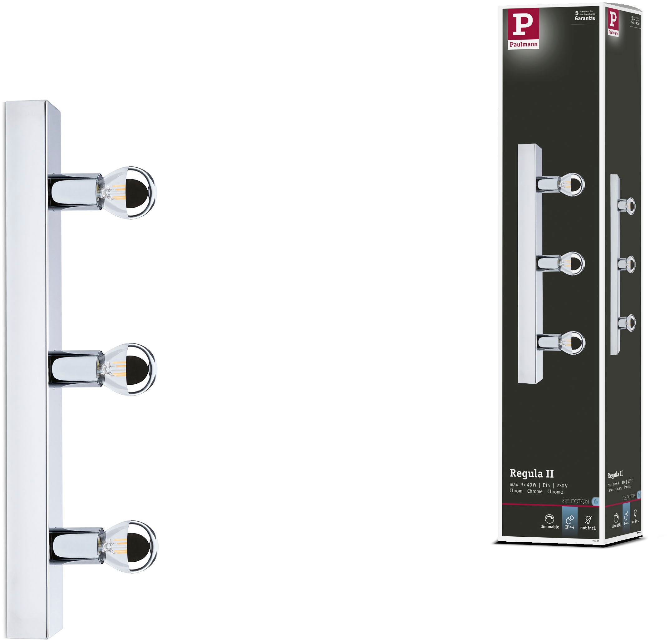 Paulmann Spiegelleuchte »Spiegelleuchte IP44 E14 230V dimmbar«, 3 flammig, günstig online kaufen