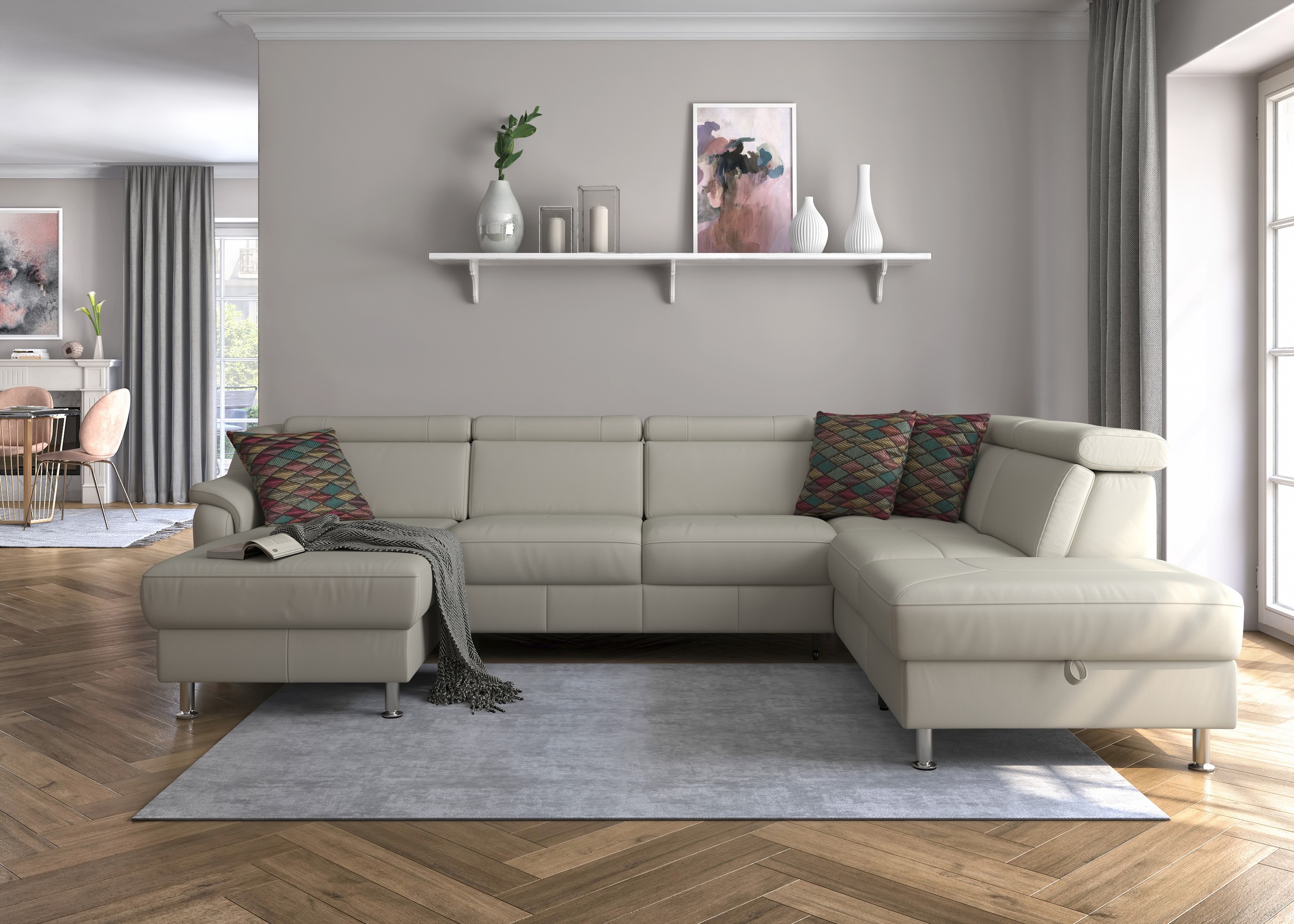sit&more Wohnlandschaft »Freetown U-Form«, Kopfteilverstellung und Federkern, wahlweise mit Bettfunktion