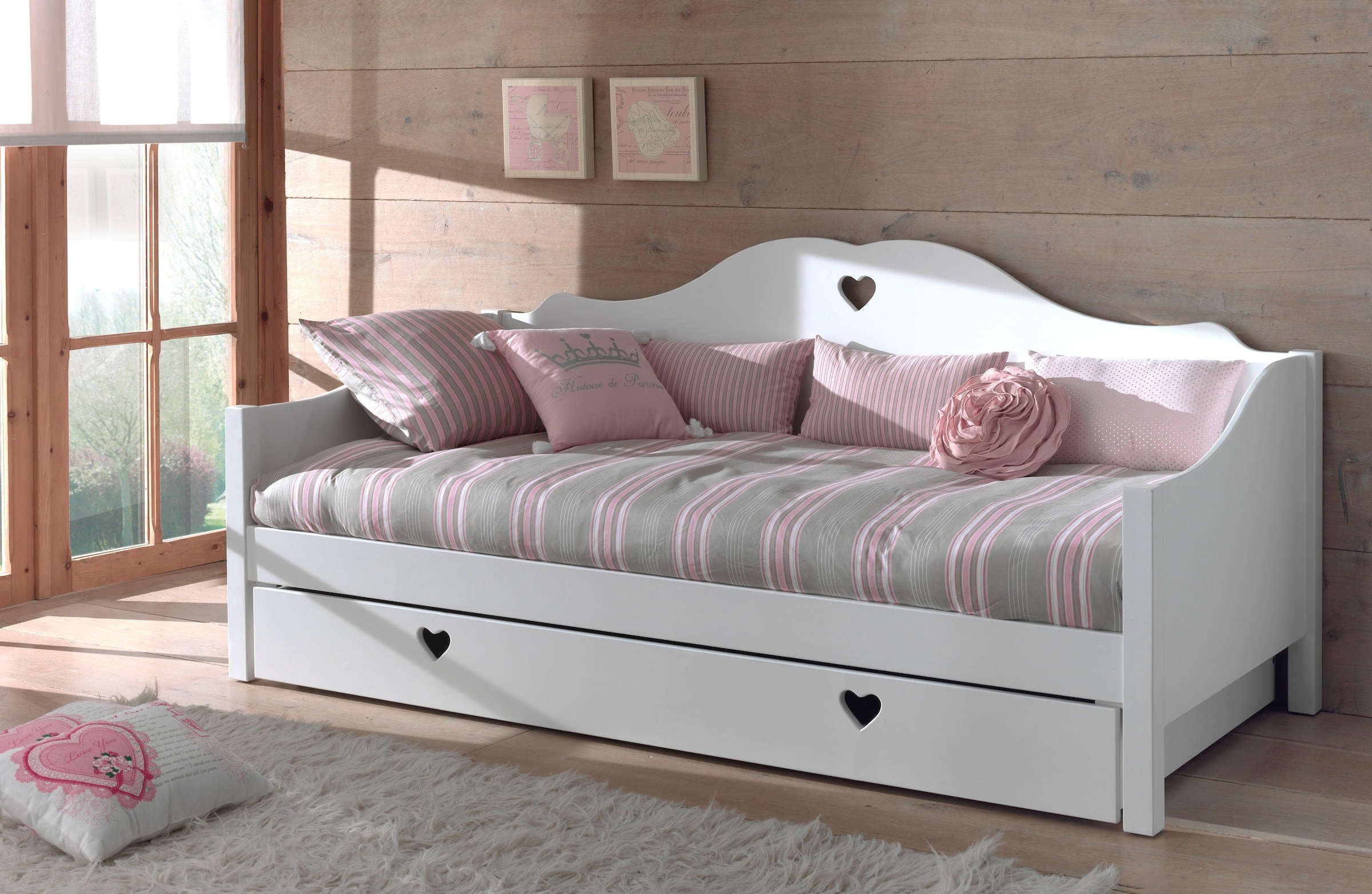 Vipack Schubkasten »Amori, auf Rollen zum Unterschieben unter das Bett« B/H/T ca. 199x22x94cm, Bedenplatten Dekor, einfach zu bedienen,  bietet viel Stauraum im Zimmer, weiß lackiert