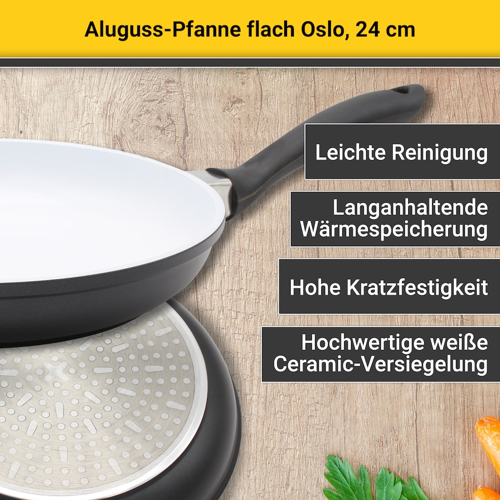 Krüger Bratpfanne »Aluguss Pfanne flach OSLO«, Aluminiumguss, (1 tlg.)