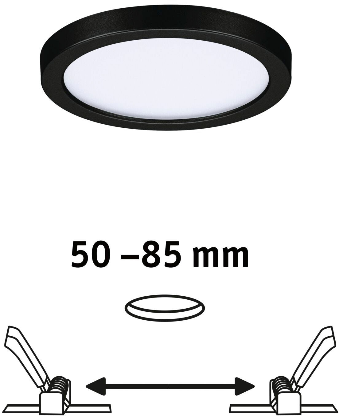 Paulmann LED Einbauleuchte »LED Einbaupanel Areo VariFit IP44 rund 118mm 4000K Schwarz«, 1 flammig, LED Einbaupanel Areo VariFit IP44 rund 118mm 4000K Schwarz