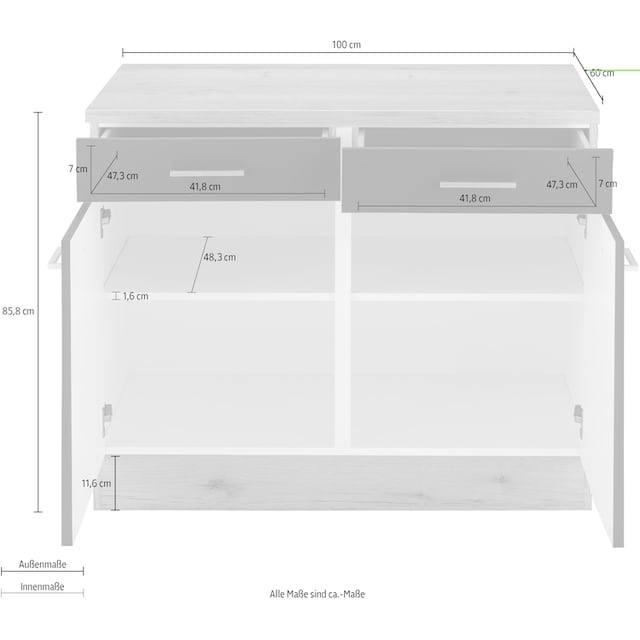 OPTIFIT Unterschrank »Iver«, Breite 100 cm, 2 Türen und 2 Schubkästen, mit  38 mm Arbeitsplatte jetzt im %Sale