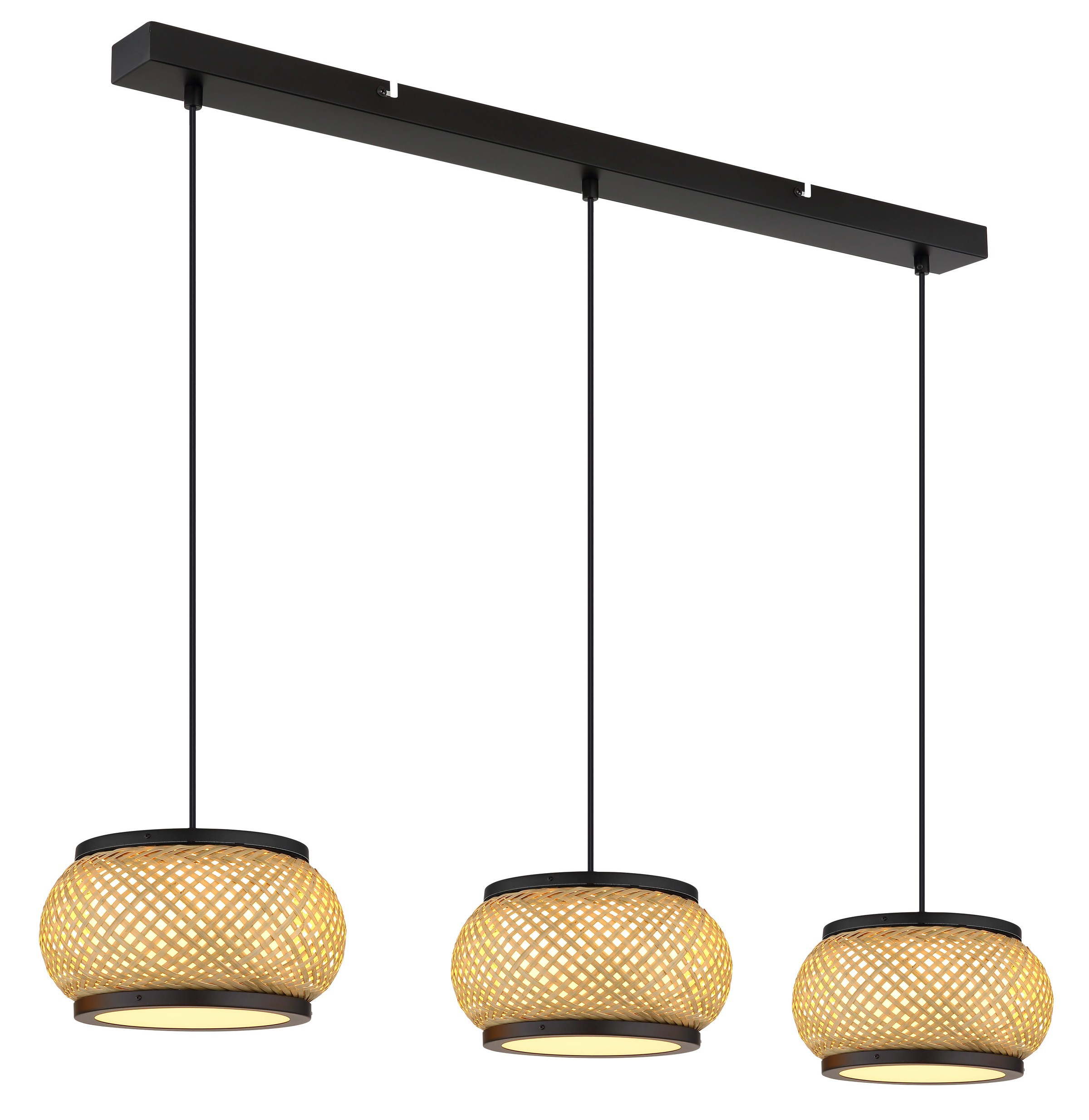 GLOBO LIGHTING Hängeleuchte »BAMBORA« LED-Modul 1 Stk. Schwarz Bambus Hängeleuchte linear LED CCT 920mm