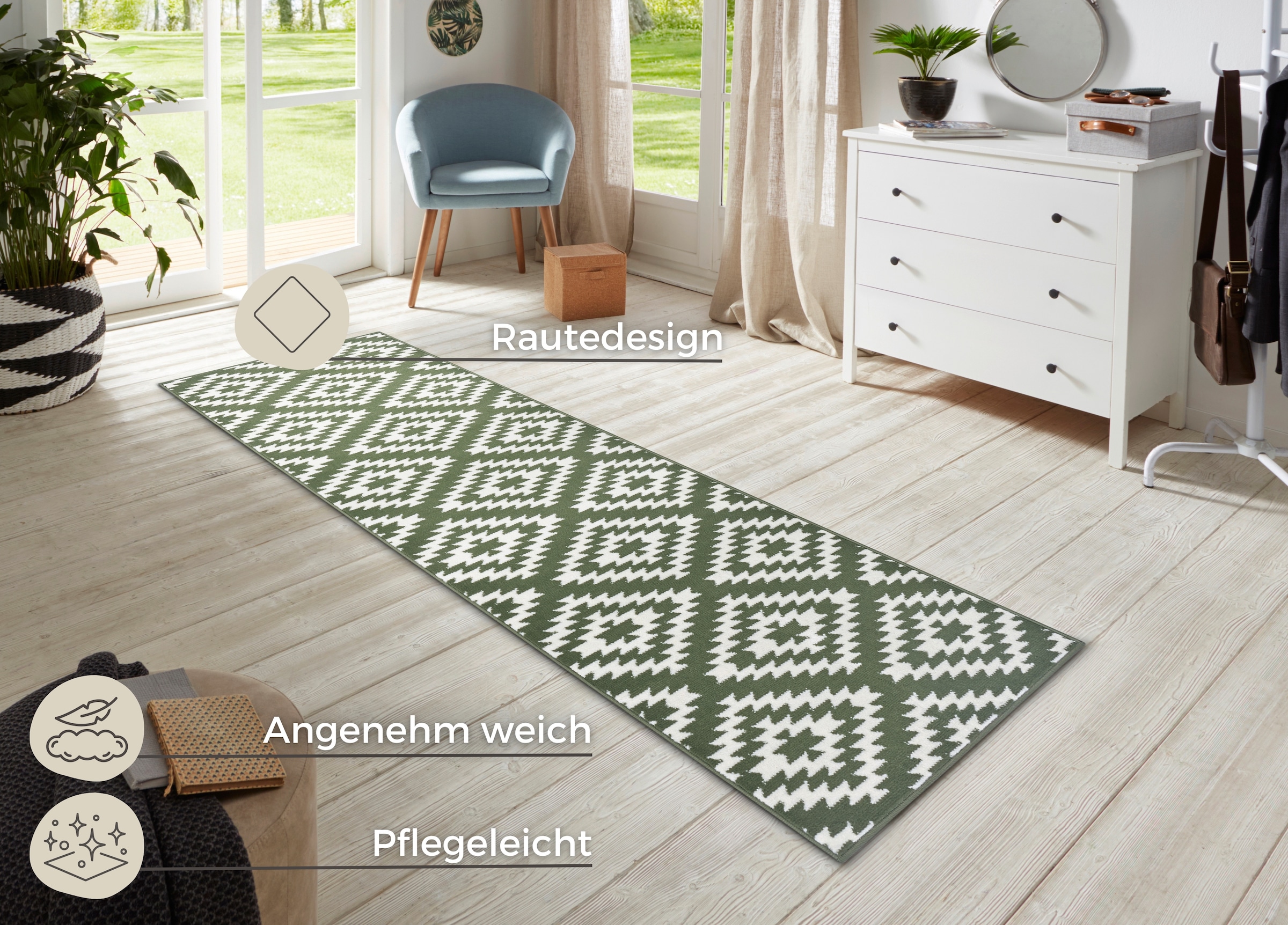 HANSE Home Läufer »Nordic«, rechteckig, 9 mm Höhe, Kurzflor, Raute, Teppich günstig online kaufen