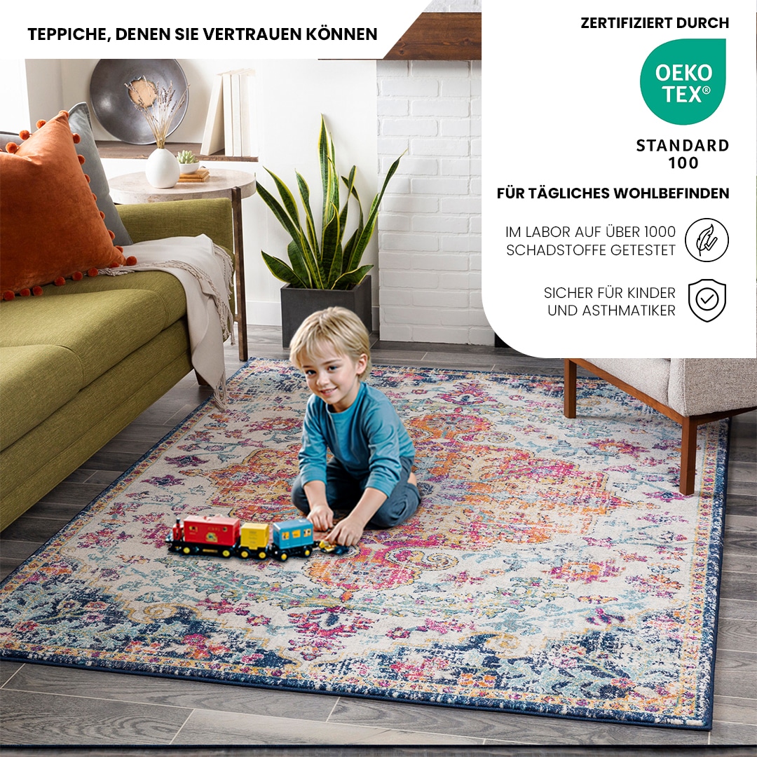 Livabliss Teppich »MUNICH«, rechteckig, 11 mm Höhe, Vintage Orientteppich, Kurzflor Boho Wohnzimmerteppich, Läufer